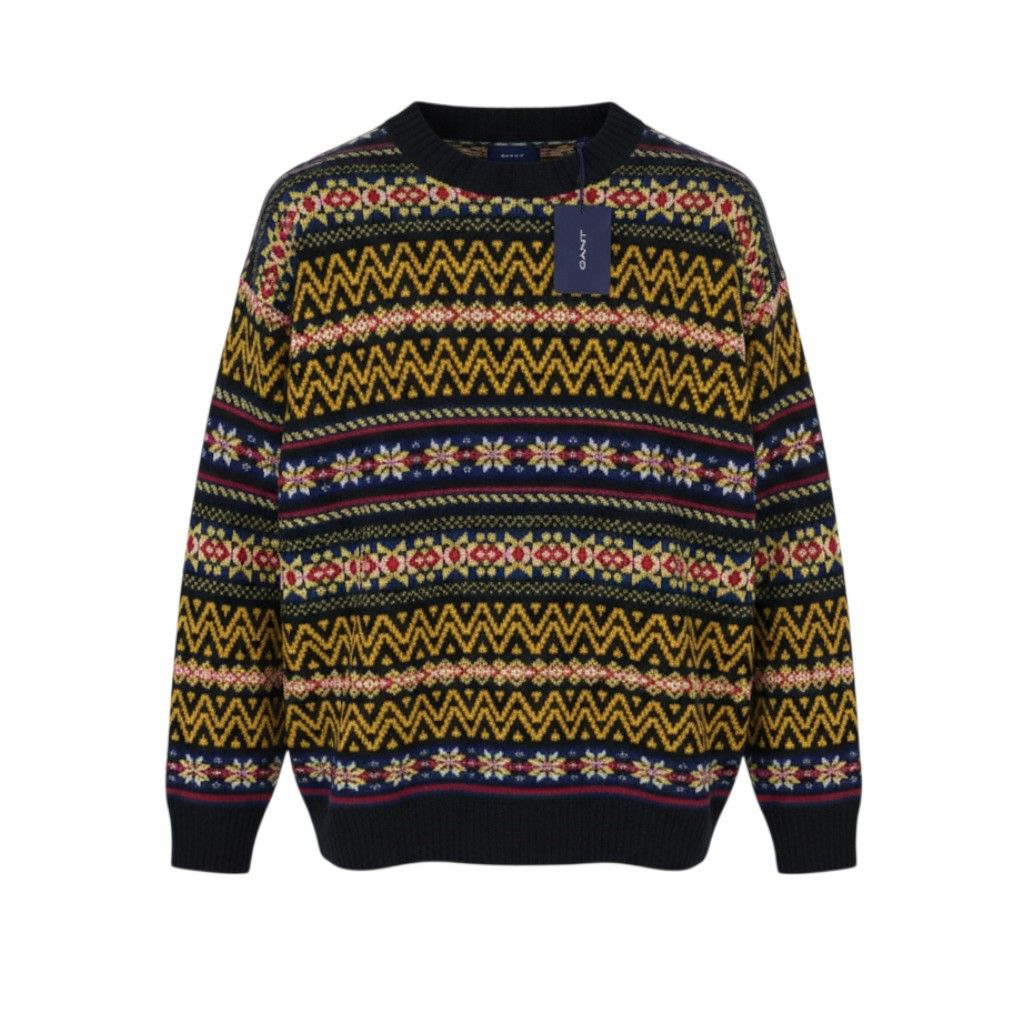 Gant FAIR ISLE C-NECK L Marine Lambswool Jumper 87314 Size US L / EU 52-54 / 3 - 1 Thumbnail