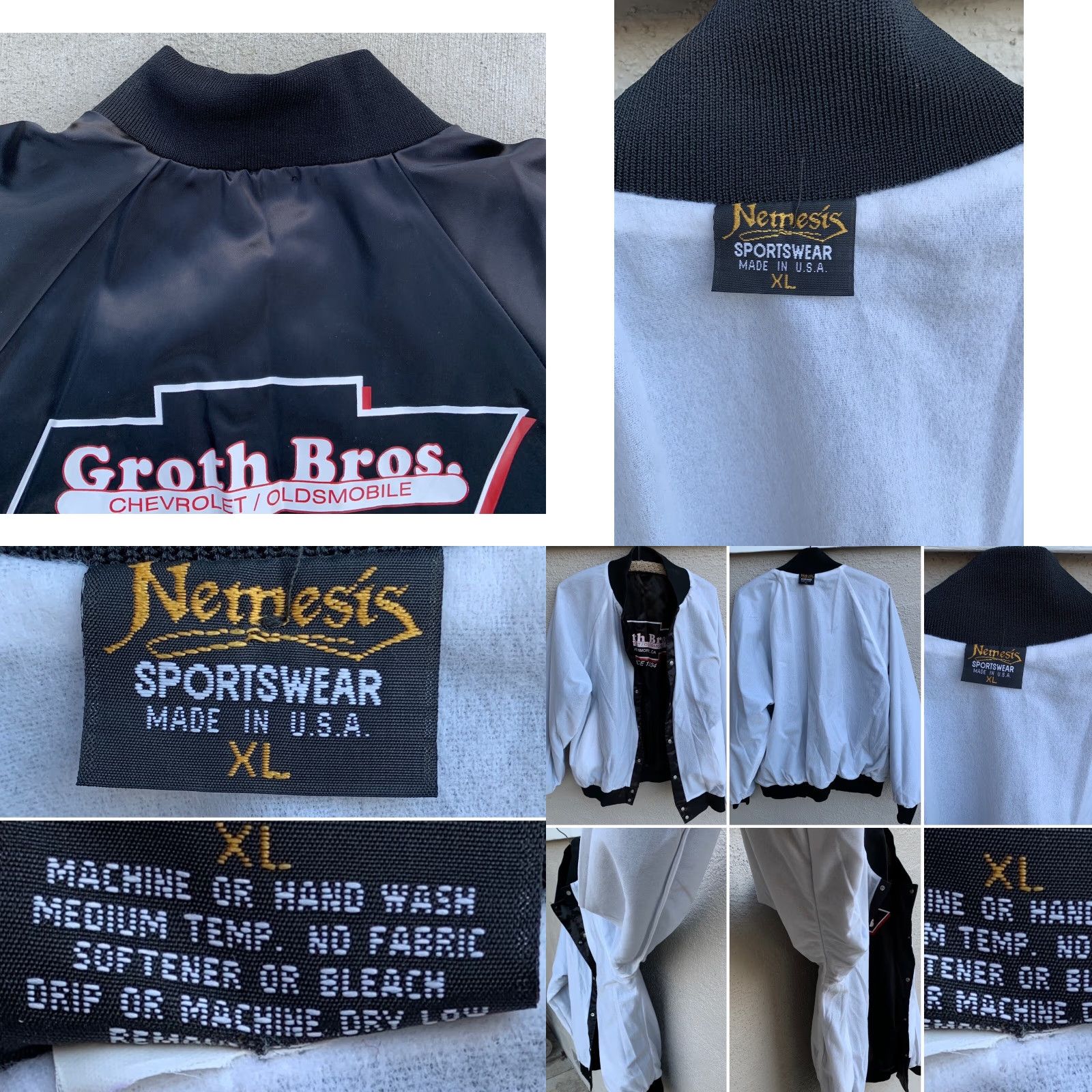 Vintage VINTAGE Nemesis SATIN Bomber Jacket Men's XL Black Cars Transportation Groth Bros Chevrolet Oldsmobile Livermore CA Since 1934 Satin Jacket Size XL Size US XL / EU 56 / 4 - 10 Thumbnail