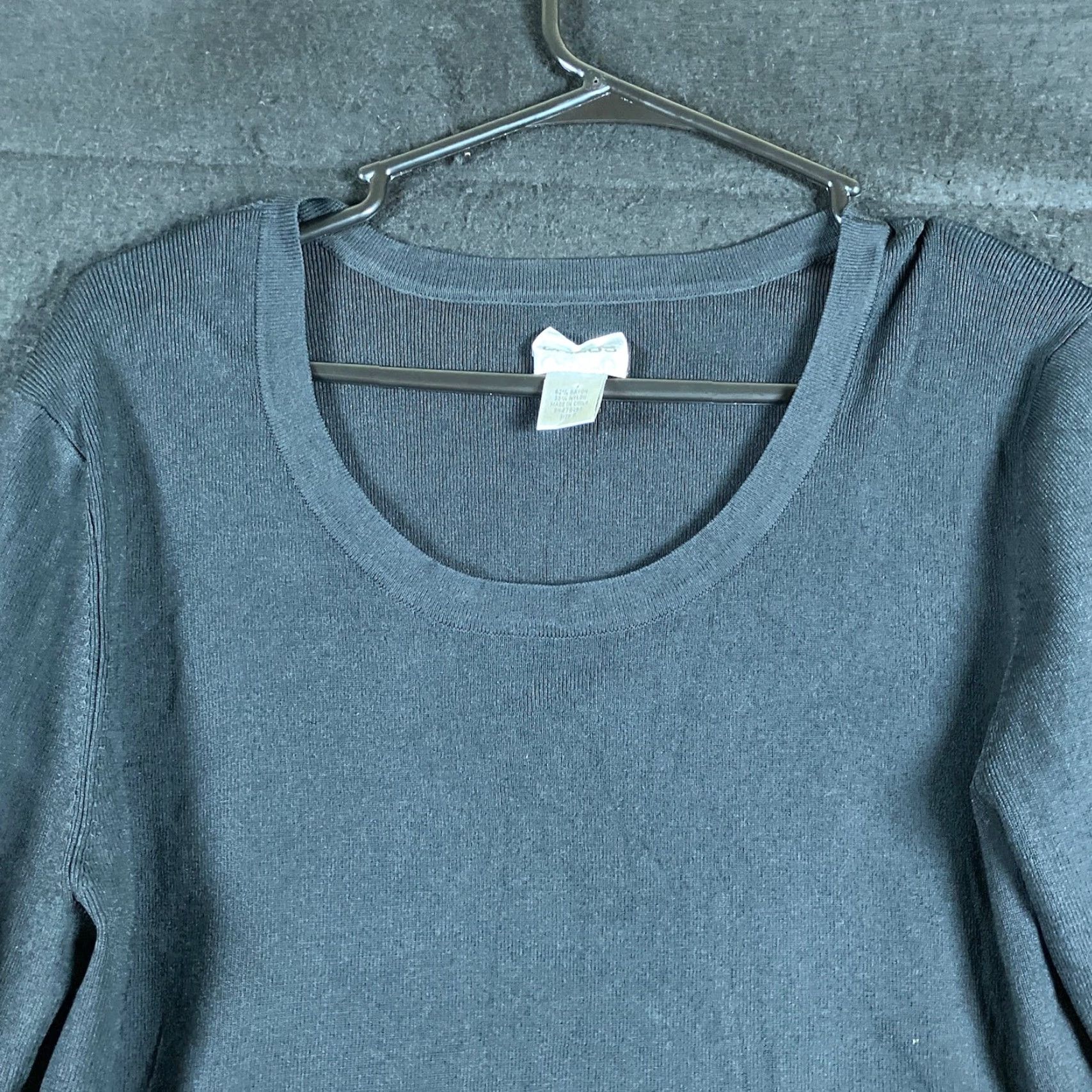 Vintage Chicos Womens Shirt Black 3/4 Sleeve Scoop Neck Stretch L Size L / US 10 / IT 46 - 2 Thumbnail