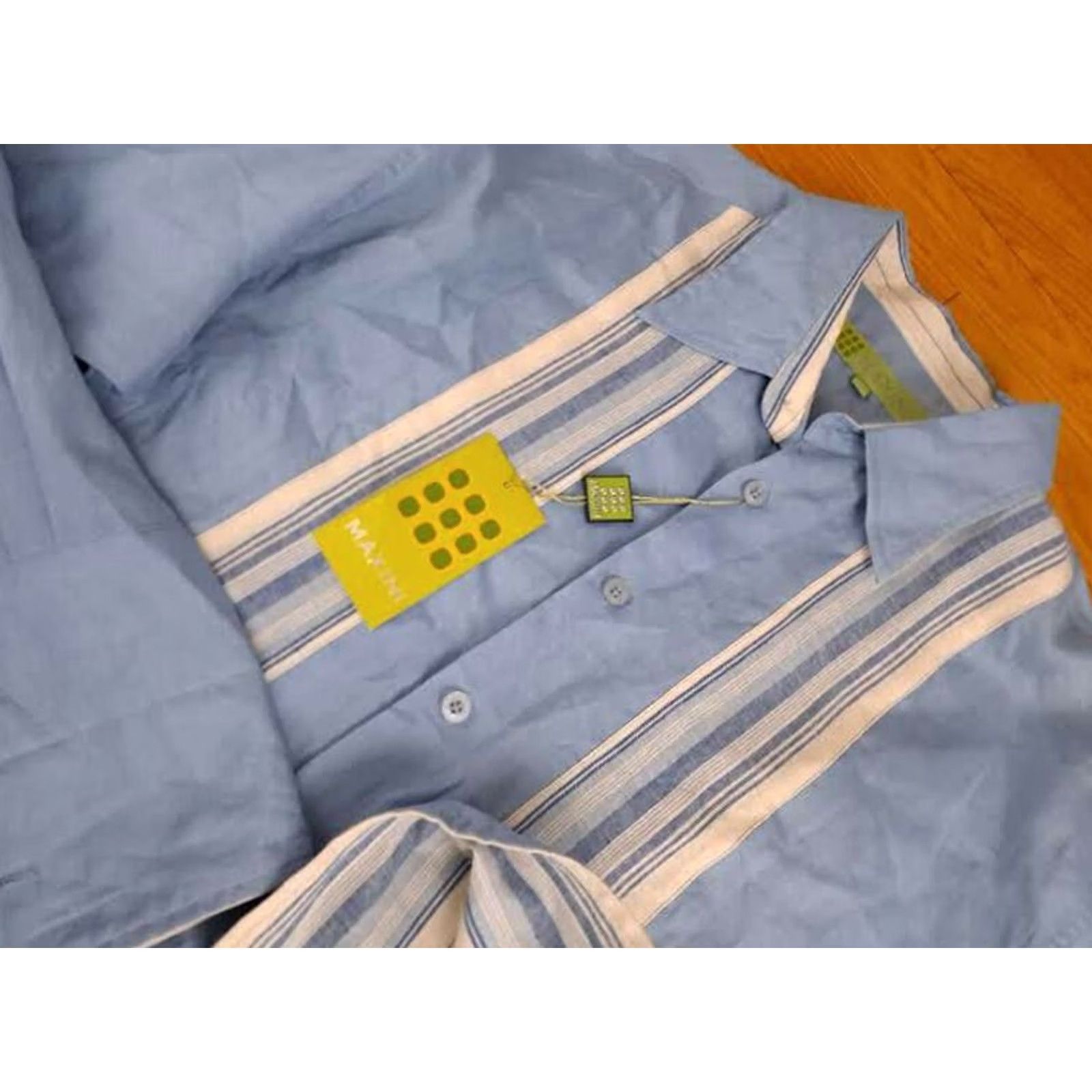 X-LARGE NWT Vintage Linen Shirt - Long Sleeve, XL, Blue, Button-Up, Maxini, Collar, 100% 31in, 26in Size US XL / EU 56 / 4 - 4 Thumbnail