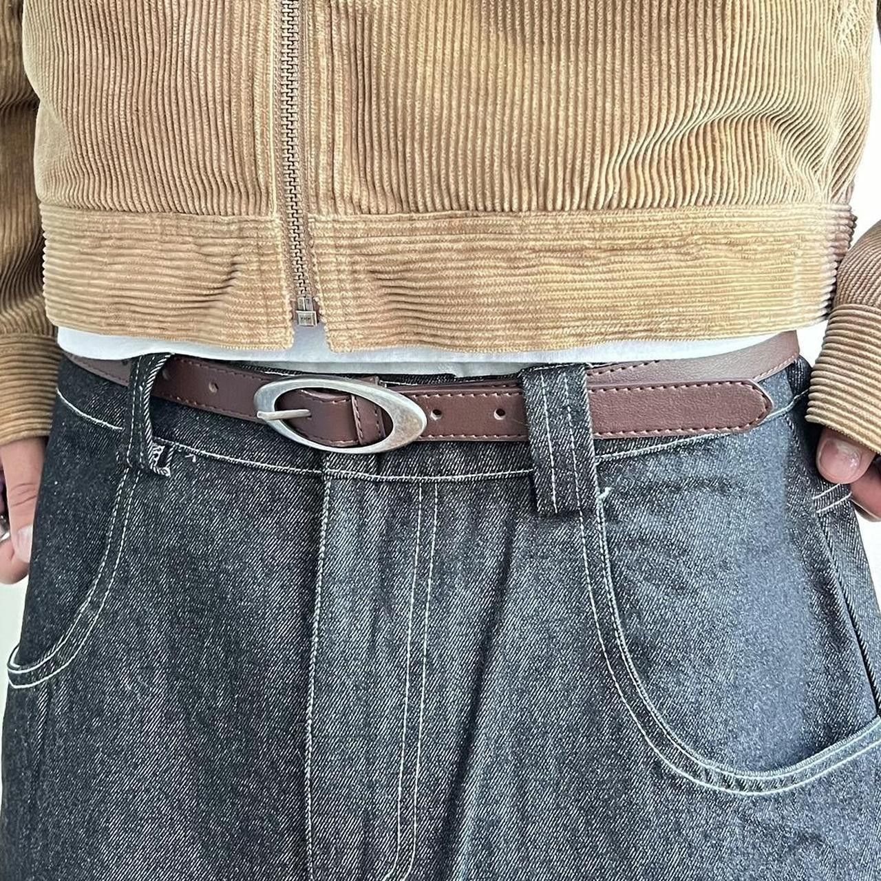 Japanese Brand y2k style brown american western simple designer oval belt Size ONE SIZE - 3 Thumbnail