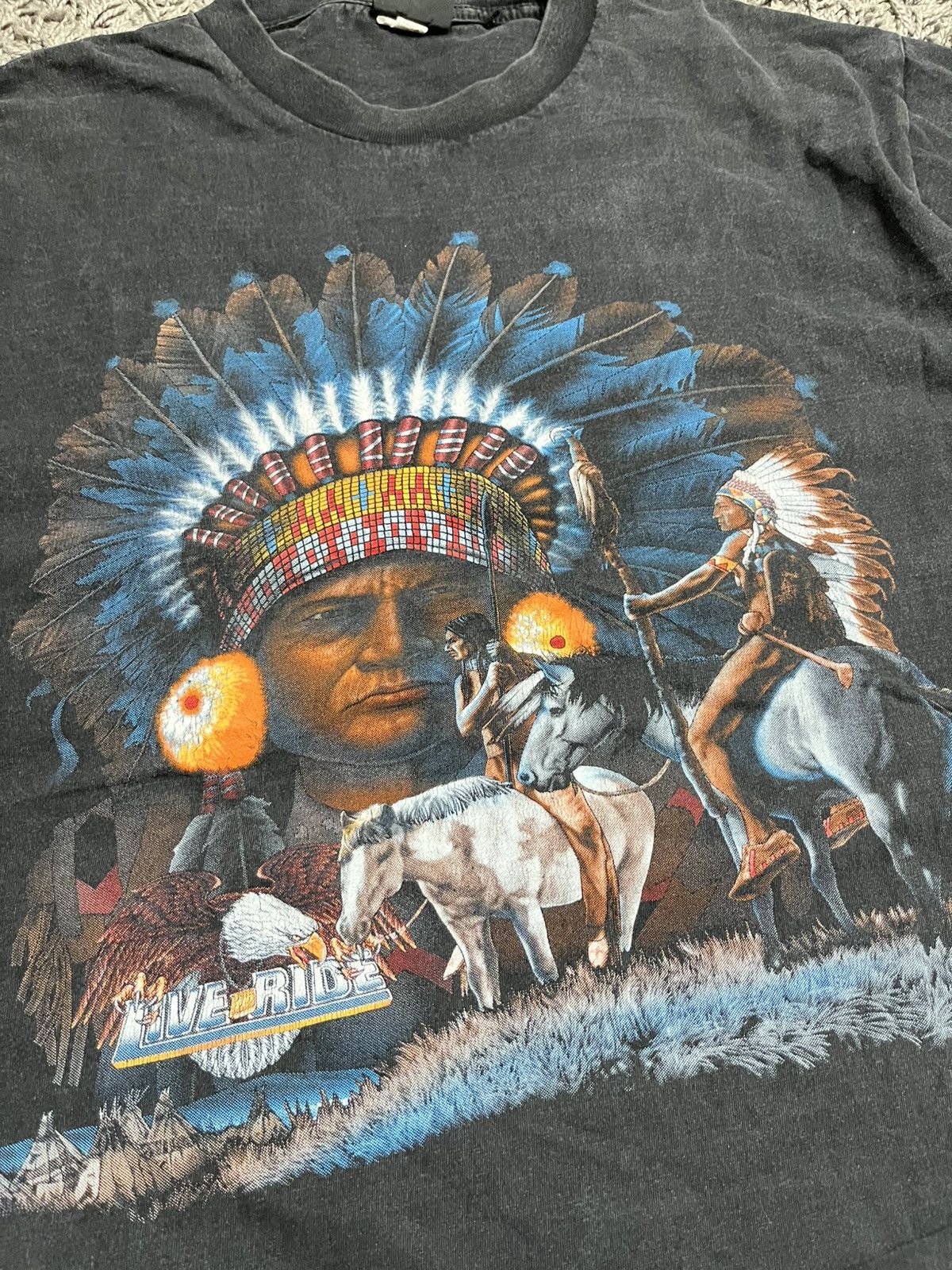 Iron Maiden Vintage Iron Maiden "Live To Ride" T-Shirt Native Print XL Size US XL / EU 56 / 4 - 3 Thumbnail