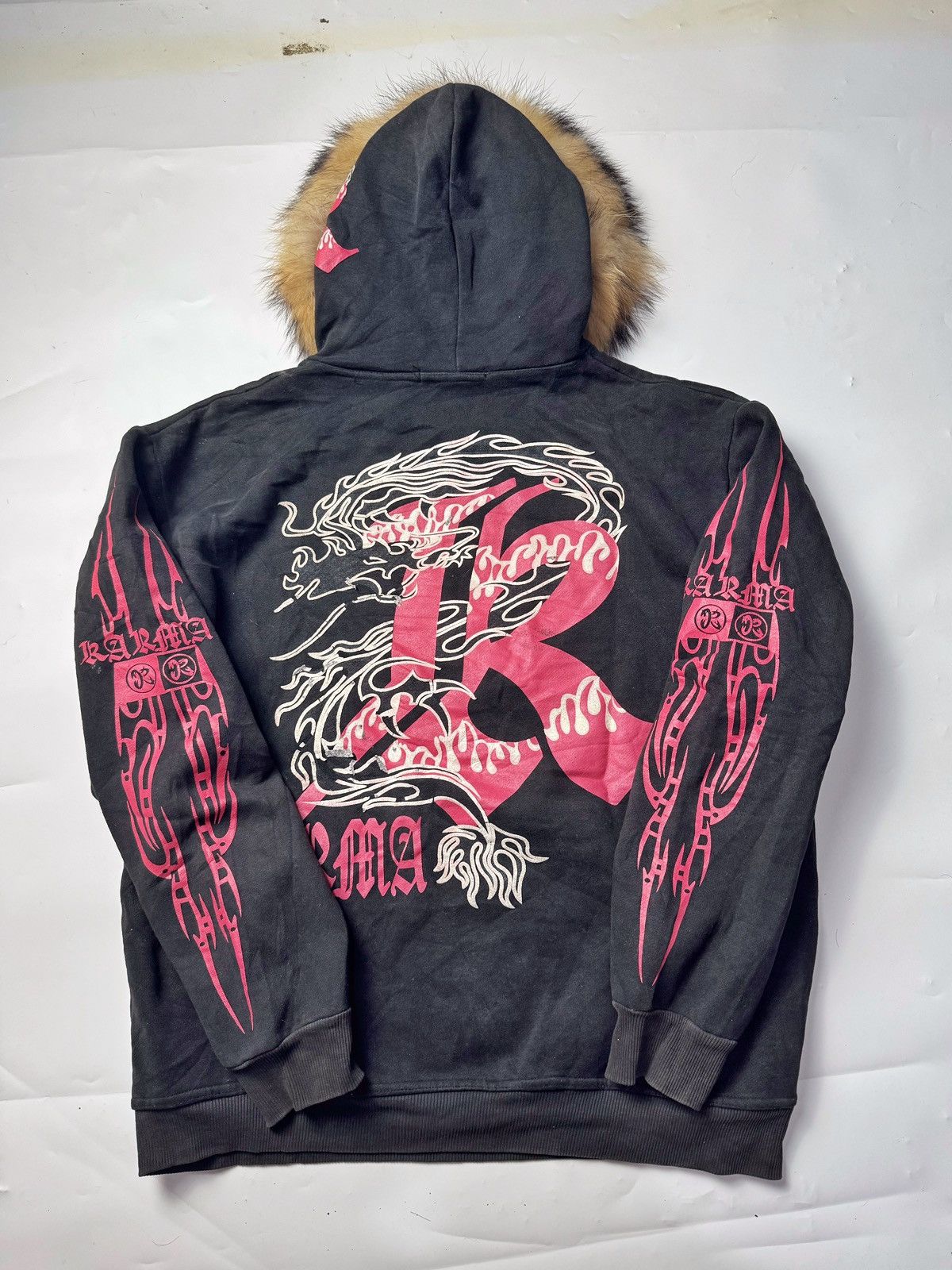If Six Was Nine × Japanese Brand × Le Grande Bleu (L.G.B.) FUR HOODIE KARMA TRIBAL DRAGON Size US M / EU 48-50 / 2 - 3 Thumbnail