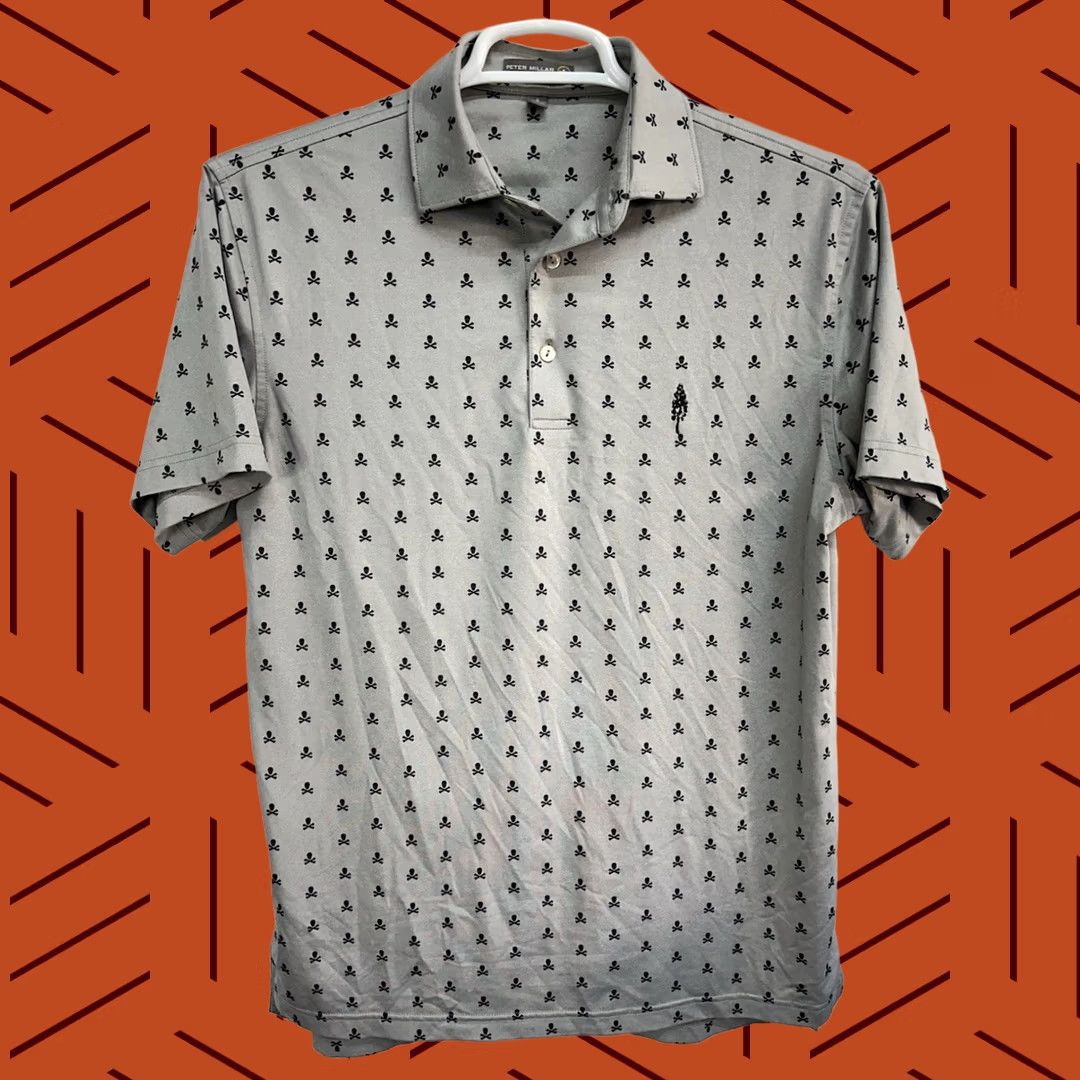 Peter Millar Peter Millar Summer Comfort Polo Shirt Men S Gray Skull & Crossbones Performance Polo Size US S / EU 44-46 / 1 - 1 Thumbnail