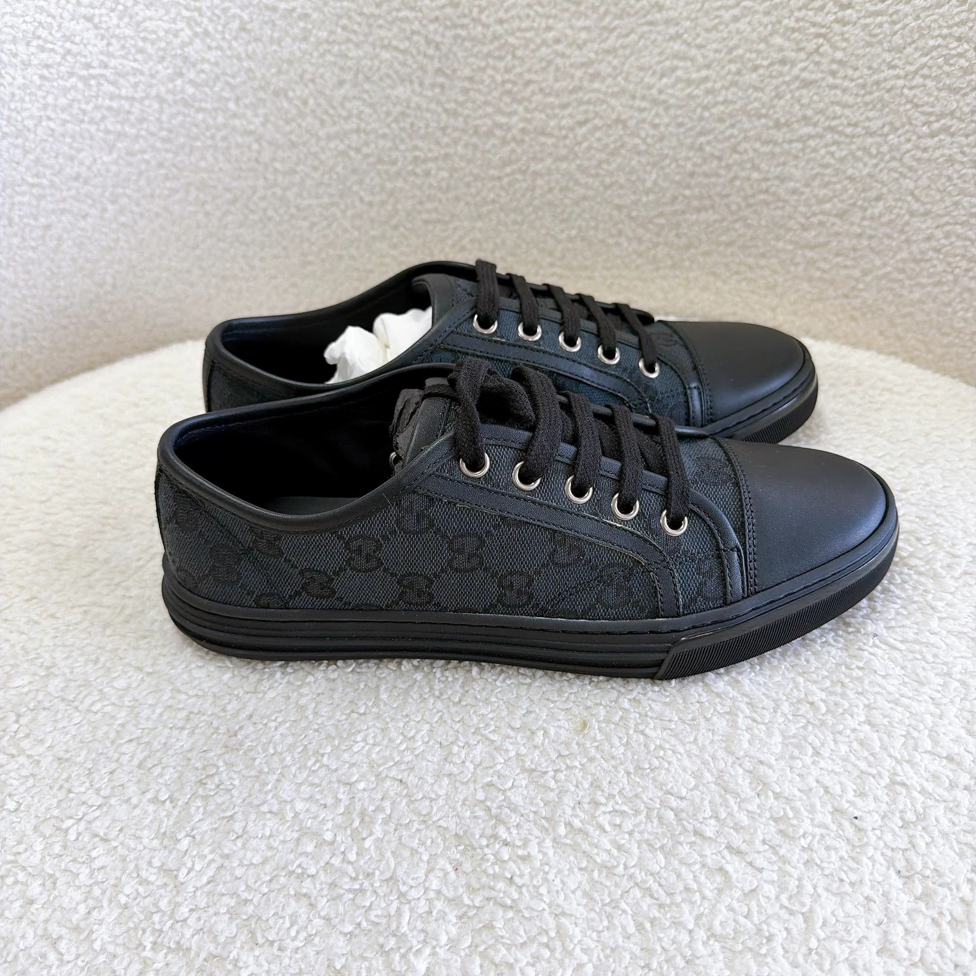 Gucci Gucci Black Canvas All Over Logo Sneaker 37 New Size US 6.5 / IT 36.5 - 3 Thumbnail