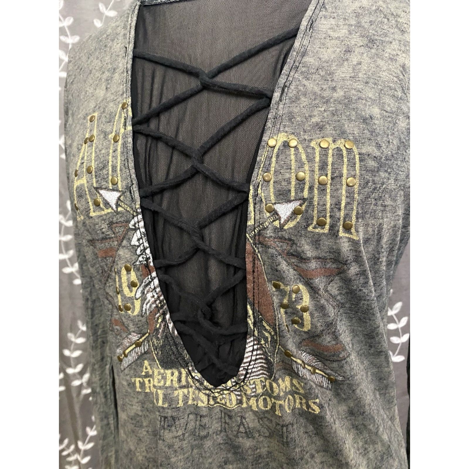 Affliction Affliction T-Shirt Woman Lace Shear Front Long Sleeve Crew Neck Gray L Size L / US 10 / IT 46 - 2 Thumbnail