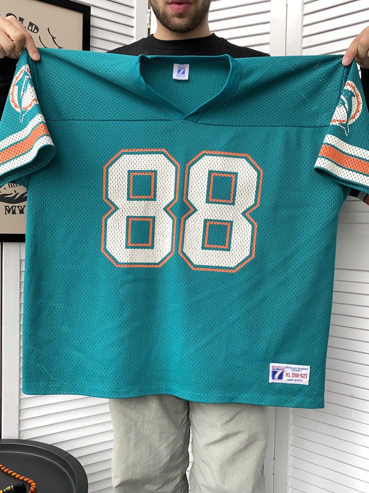 Logo 7 × NFL × Vintage Vintage 90s Miami Dolphins #88 Mike Gesicki Logo7 NFL Jersey Size US XL / EU 56 / 4 - 14 Thumbnail