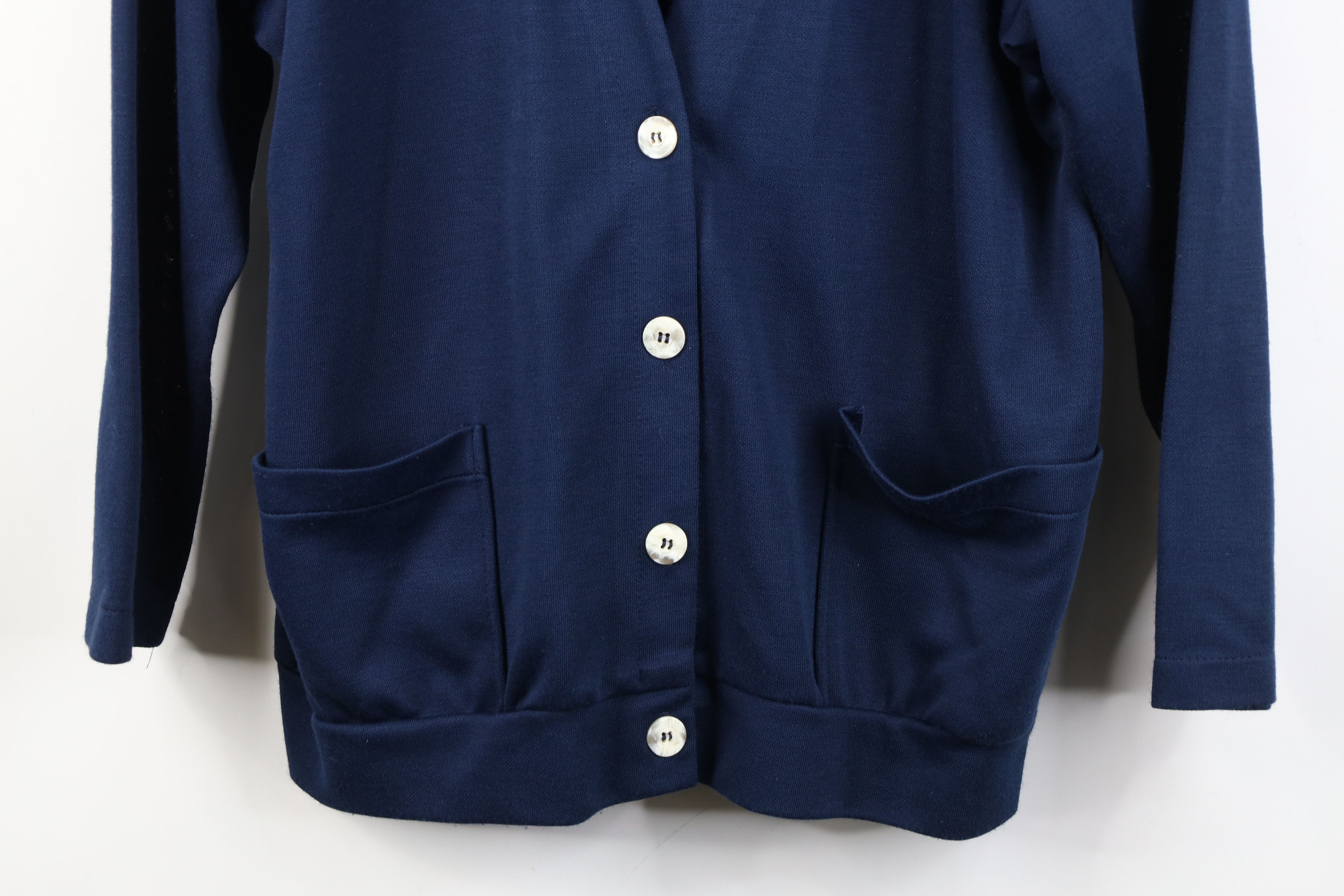 Vintage Vintage 70s Streetwear Pocket Cardigan Sweater Navy Blue USA Size XL / US 12-14 / IT 48-50 - 3 Thumbnail