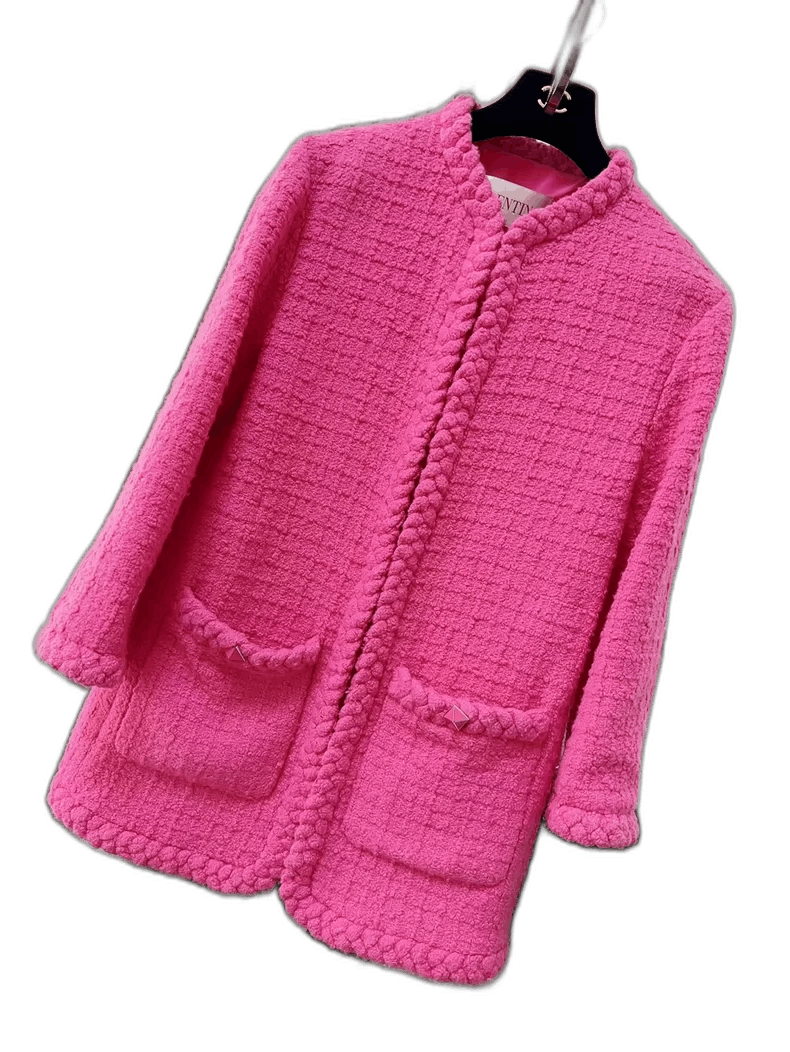 Valentino Valentino Pink Knit Jacket with Studs Size L / US 10 / IT 46 - 1 Thumbnail