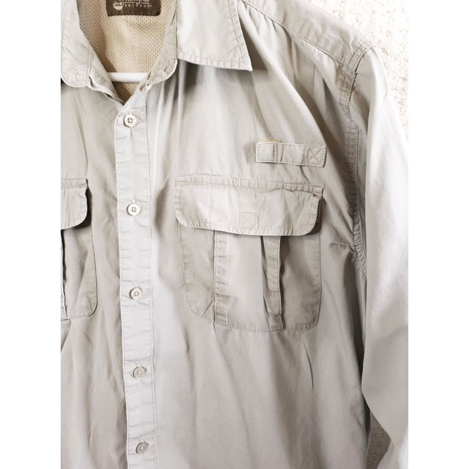 Wrangler Wrangler Outdoors Men's L Khaki Long Sleeve Hiking Fishing Button Up Shirt Size US L / EU 52-54 / 3 - 3 Thumbnail