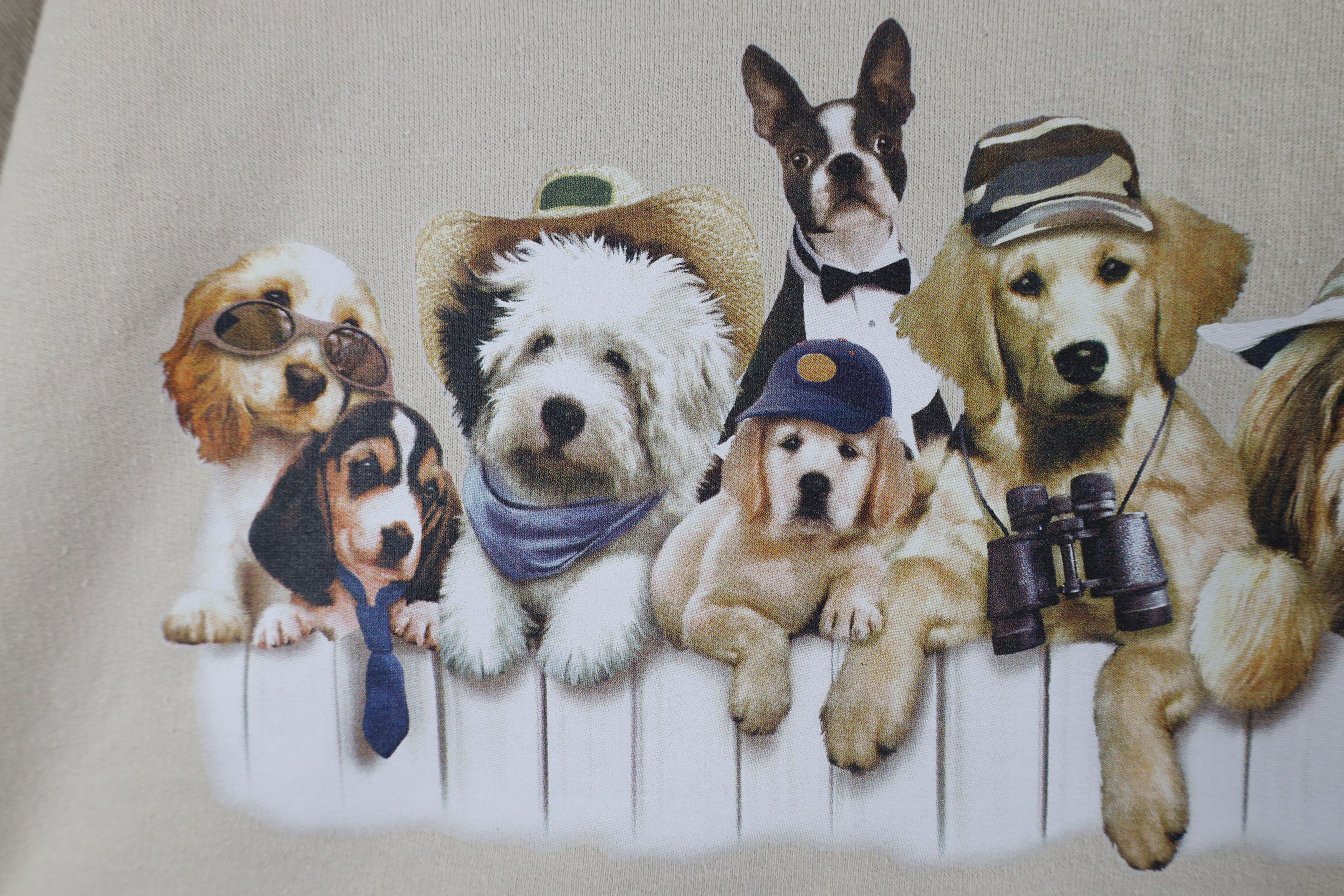 Vintage Vintage 90s Streetwear Puppy Crewneck Sweatshirt Beige Tan Size US XXL / EU 58 / 5 - 6 Thumbnail