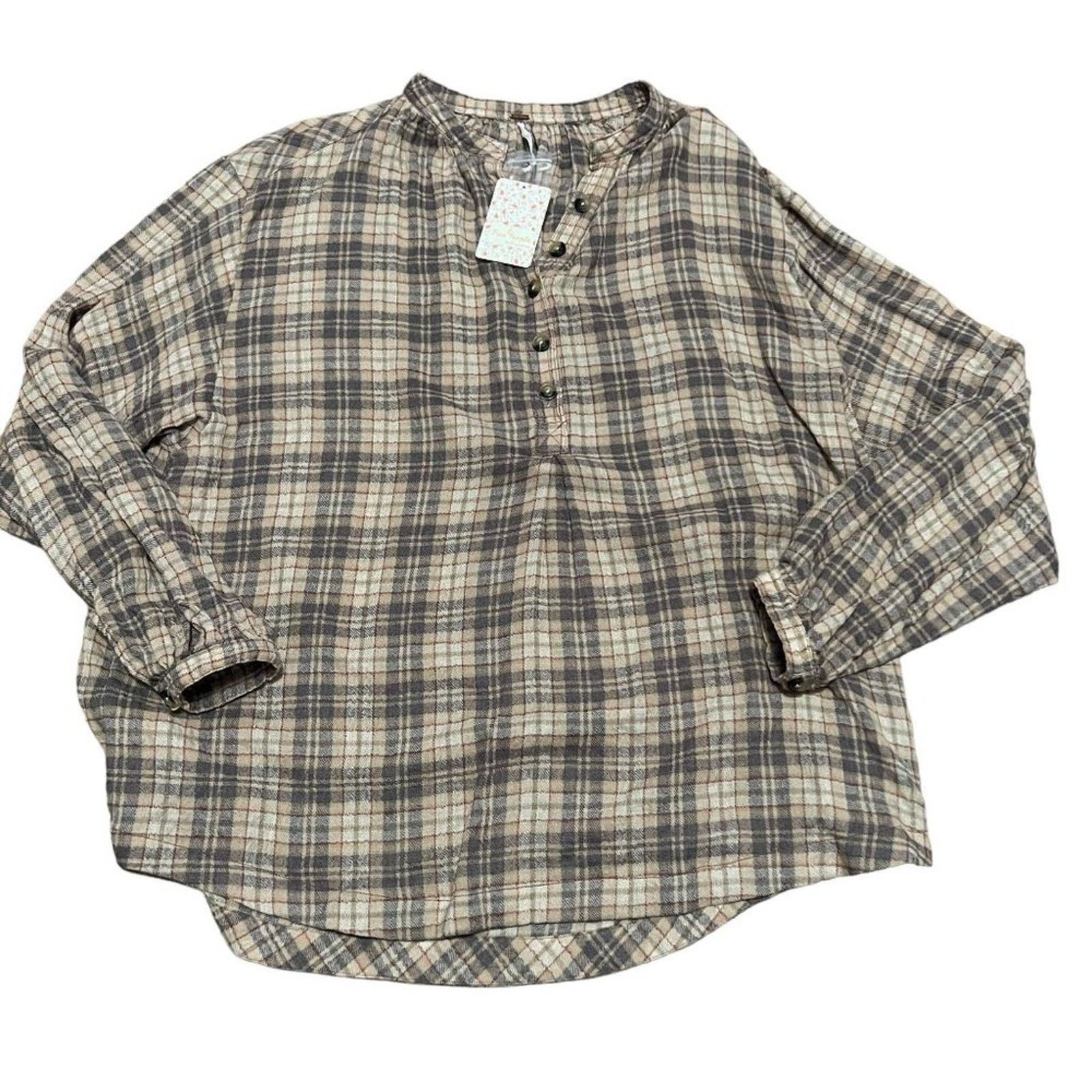 Free People Free People Women's Northern Bound Pullover Top Beige Large Size L / US 10 / IT 46 - 1 Thumbnail