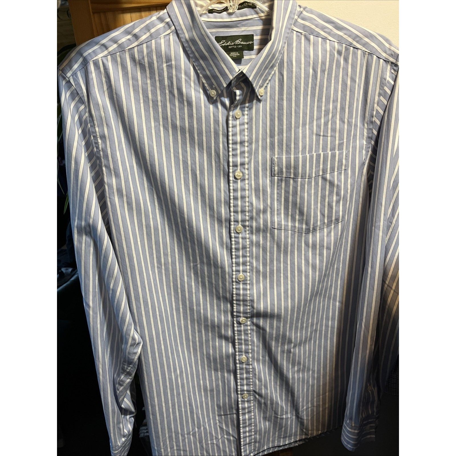 Eddie Bauer Eddie Bauer Men’s Blue Striped Shirt XLT Cotton LS Button Size US XL / EU 56 / 4 - 9 Thumbnail