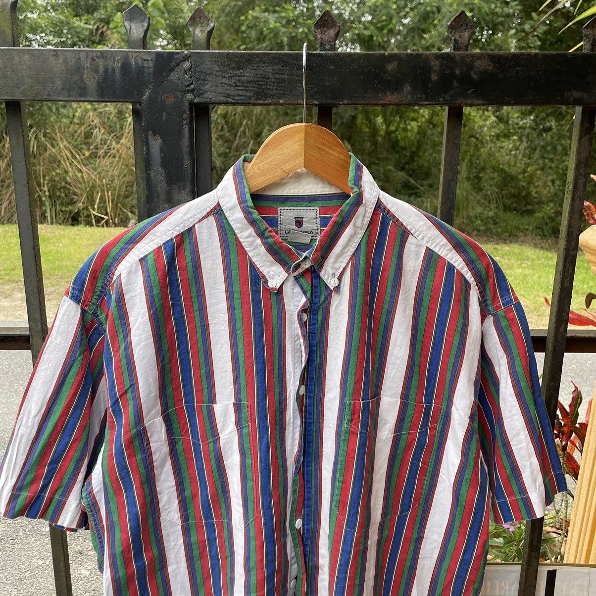 Japanese Brand × Vintage 🔥🇯🇵Generra Double Pocket Striped Multicolour Buttons Up Shirt Size US L / EU 52-54 / 3 - 3 Thumbnail
