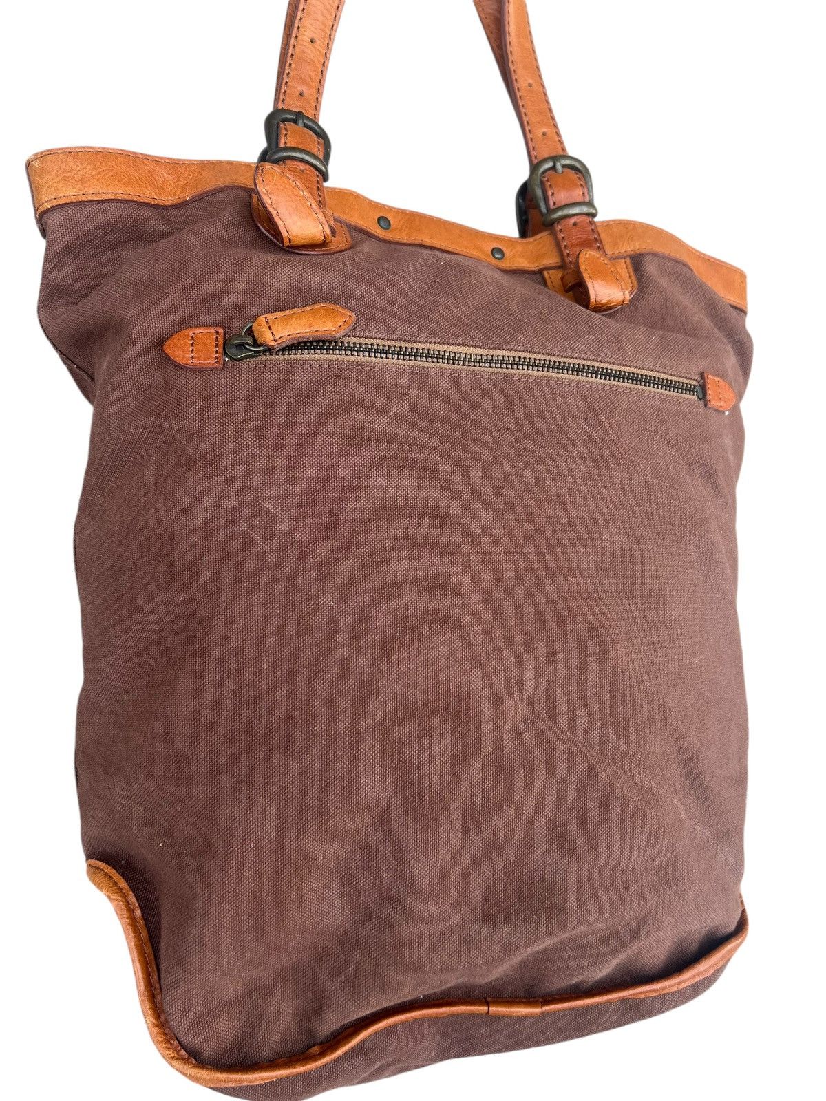 Japanese Brand × Leather Vintage Stranuovo X Ace Leather Cavas Tote Bag Size ONE SIZE - 10 Thumbnail