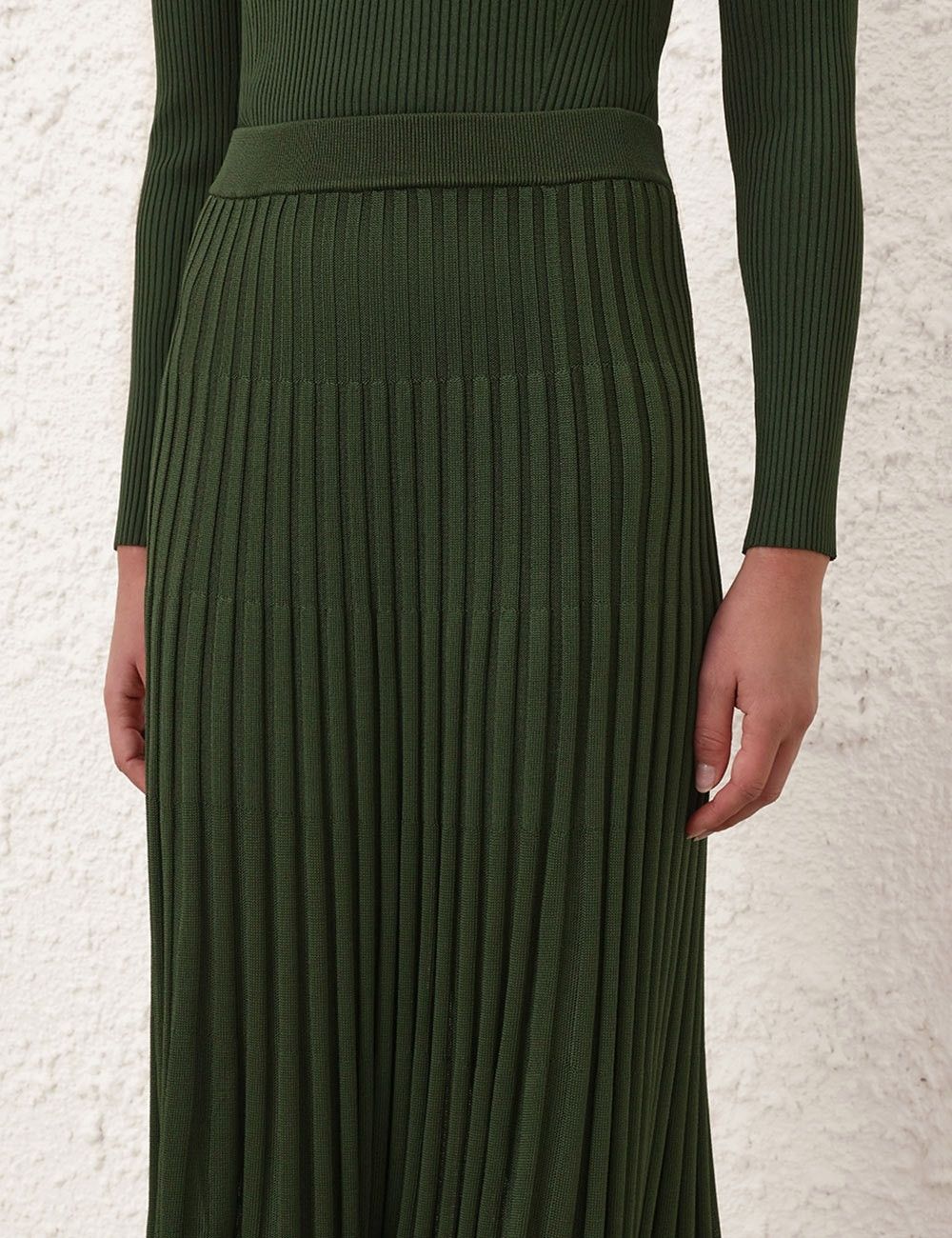 Zimmermann oc11z0825 Pleated Midi Skirt in Forest Green Size 30" / US 8 / IT 44 - 5 Thumbnail
