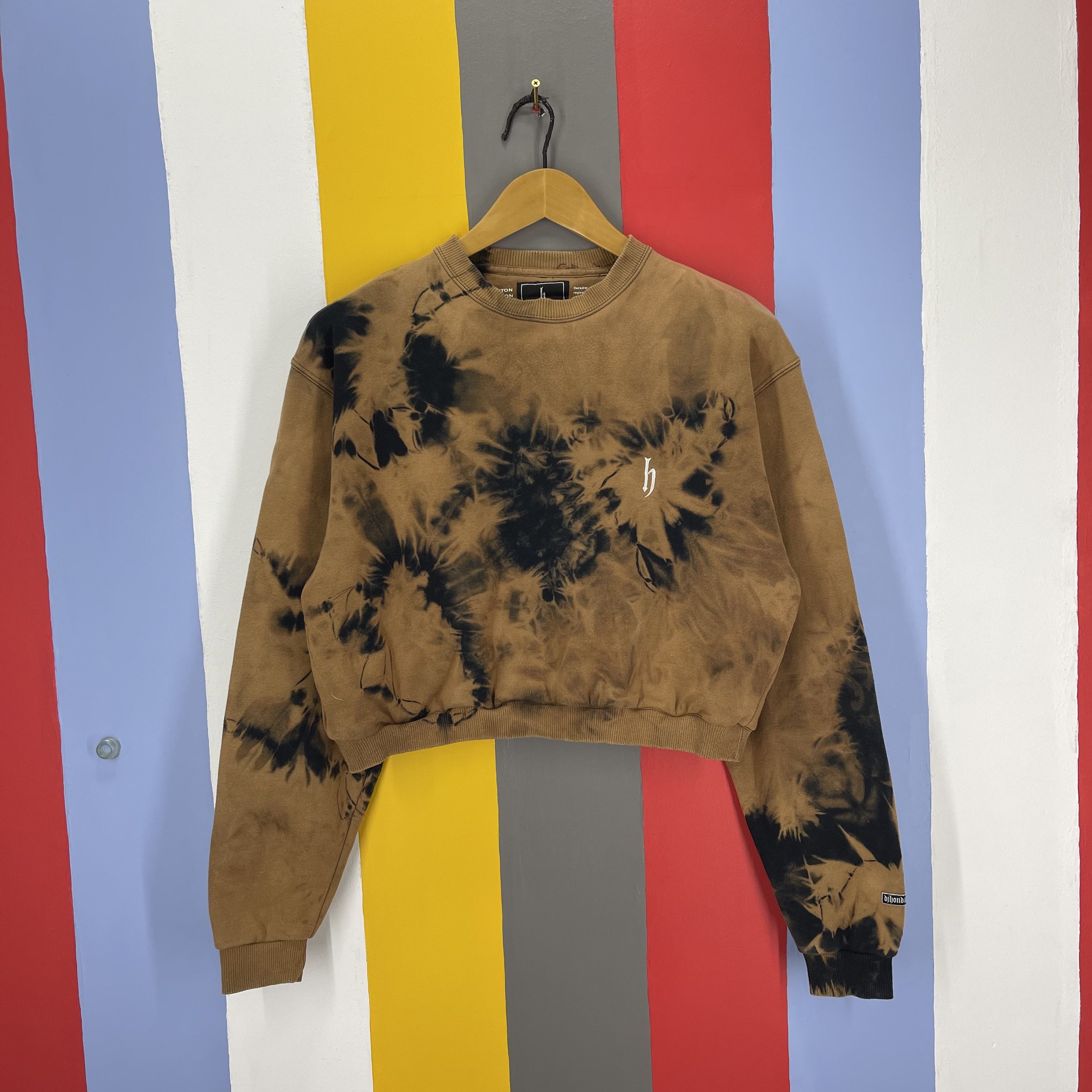 Japanese Brand DJ HONDA Crop Sweatshirt Acid Wash #1269/AR Size M / US 6-8 / IT 42-44 - 3 Thumbnail