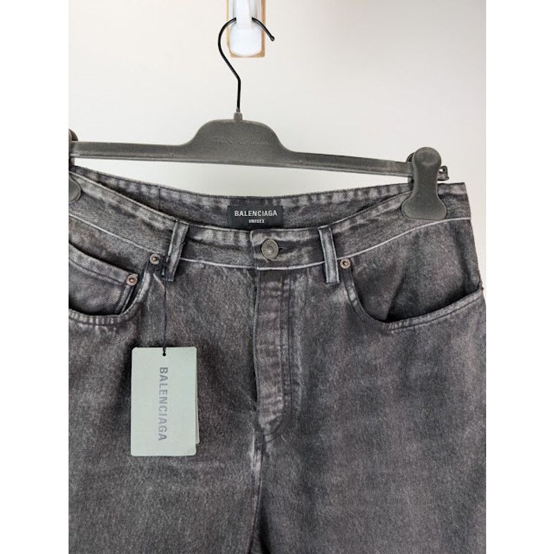 Balenciaga o1rshd1 Trompe L'oeil Fleece Denim Pants in Black Size US 30 / EU 46 - 8 Thumbnail