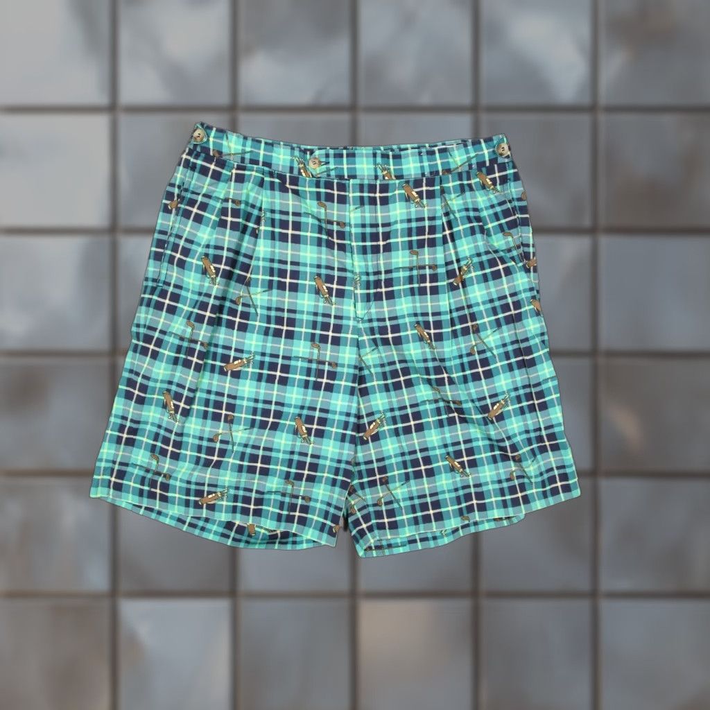 Brooks Brothers VINTAGE Brooks Brothers Shorts Mens 32 Green Pleated Golf 8" AOP Made in USA Size US 32 / EU 48 - 1 Thumbnail
