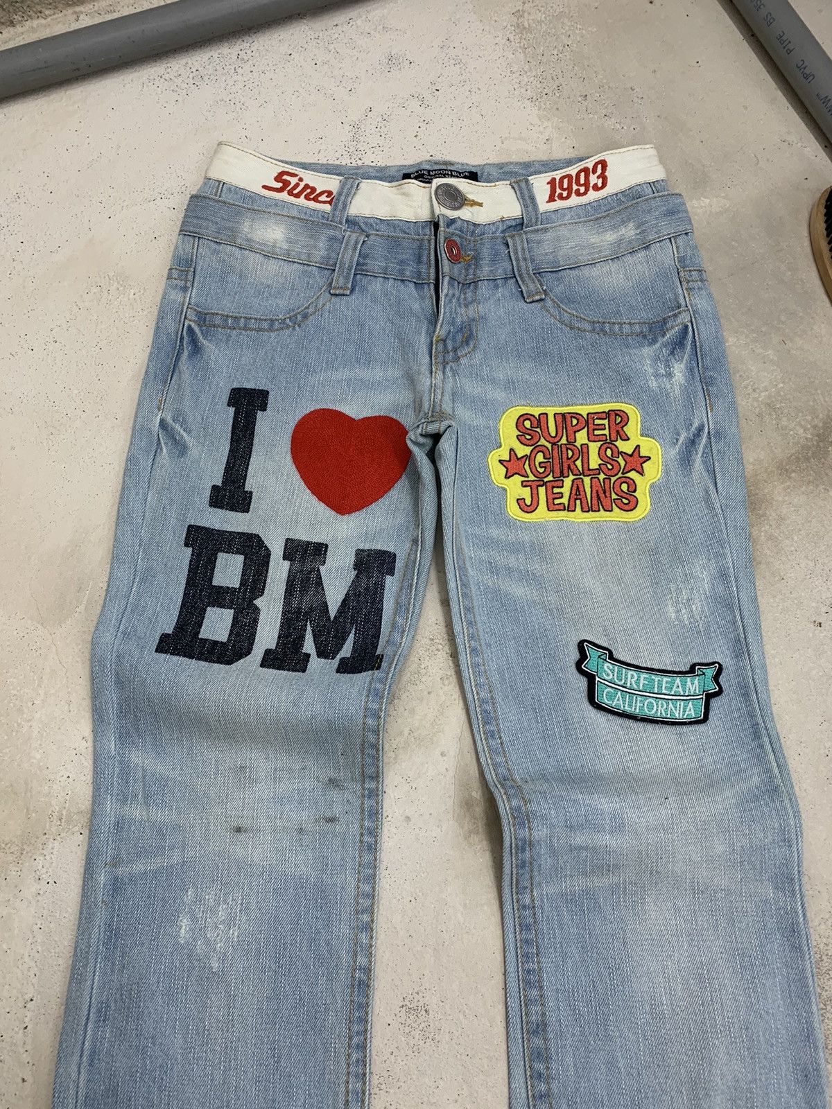 Hysteric Glamour Blue Moon Blue Double Waist Fun Patch Surf Style Clone Size US 27 - 3 Thumbnail