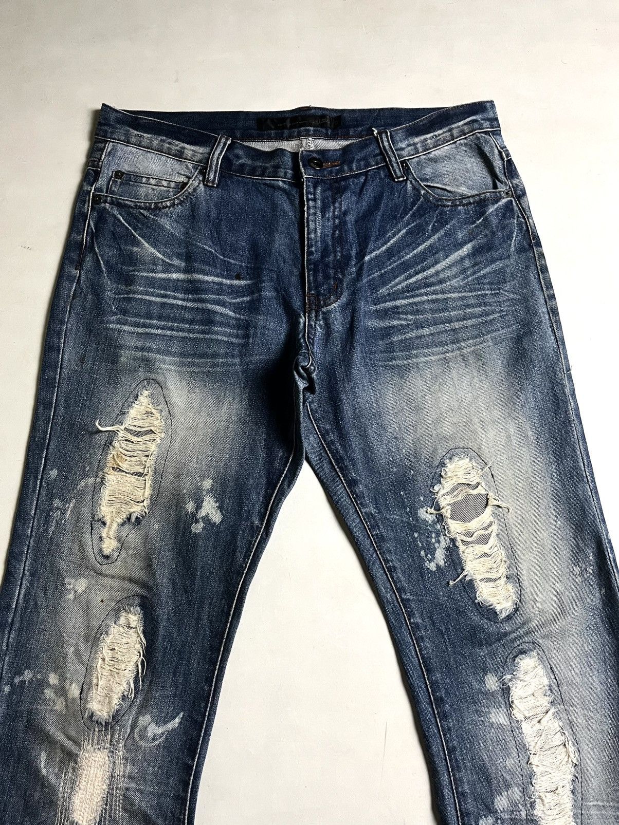 Tornado Mart 🌴BIDDING OFFER🌴00s Schlussel Distrress Sashiko denim Size US 33 - 4 Thumbnail