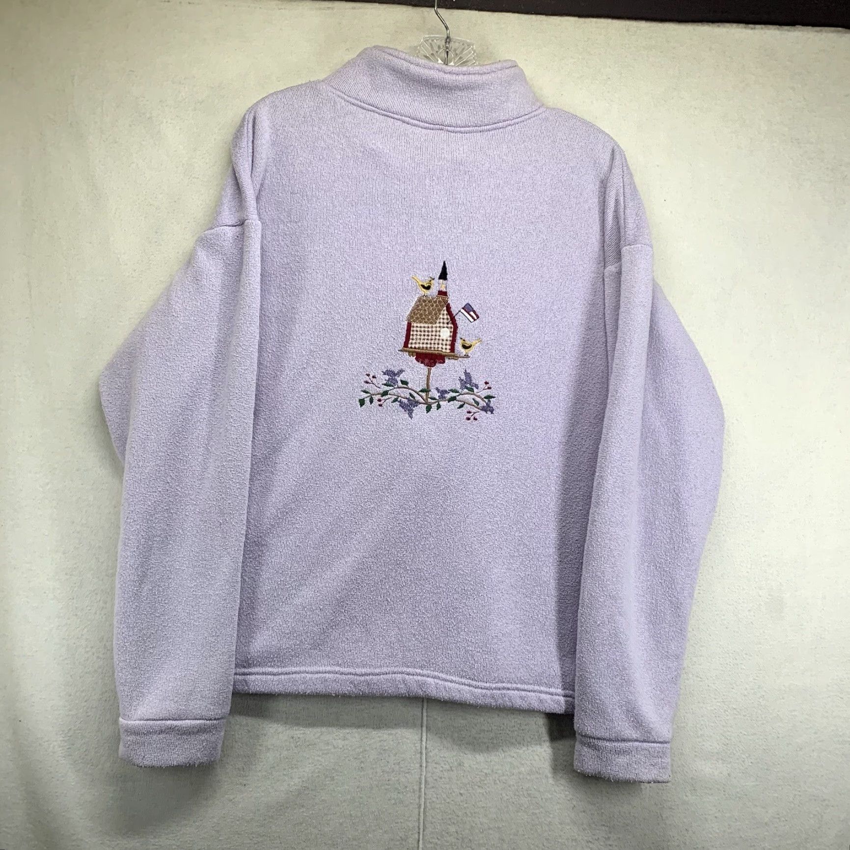 Rainbow VINTAGE Rainbow Fleece Jacket Medium Light Purple Embroidered Birdhouse 80s 90s Womens Size M / US 6-8 / IT 42-44 - 4 Thumbnail
