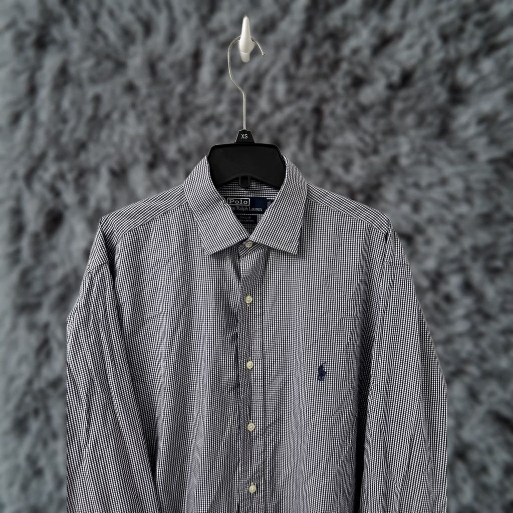 Polo Ralph Lauren VINTAGE Polo Ralph Lauren Philip Shirt Mens 16.5 Blue White Plaid Button Up L/S Dress Shirt Size US XL / EU 56 / 4 - 1 Thumbnail