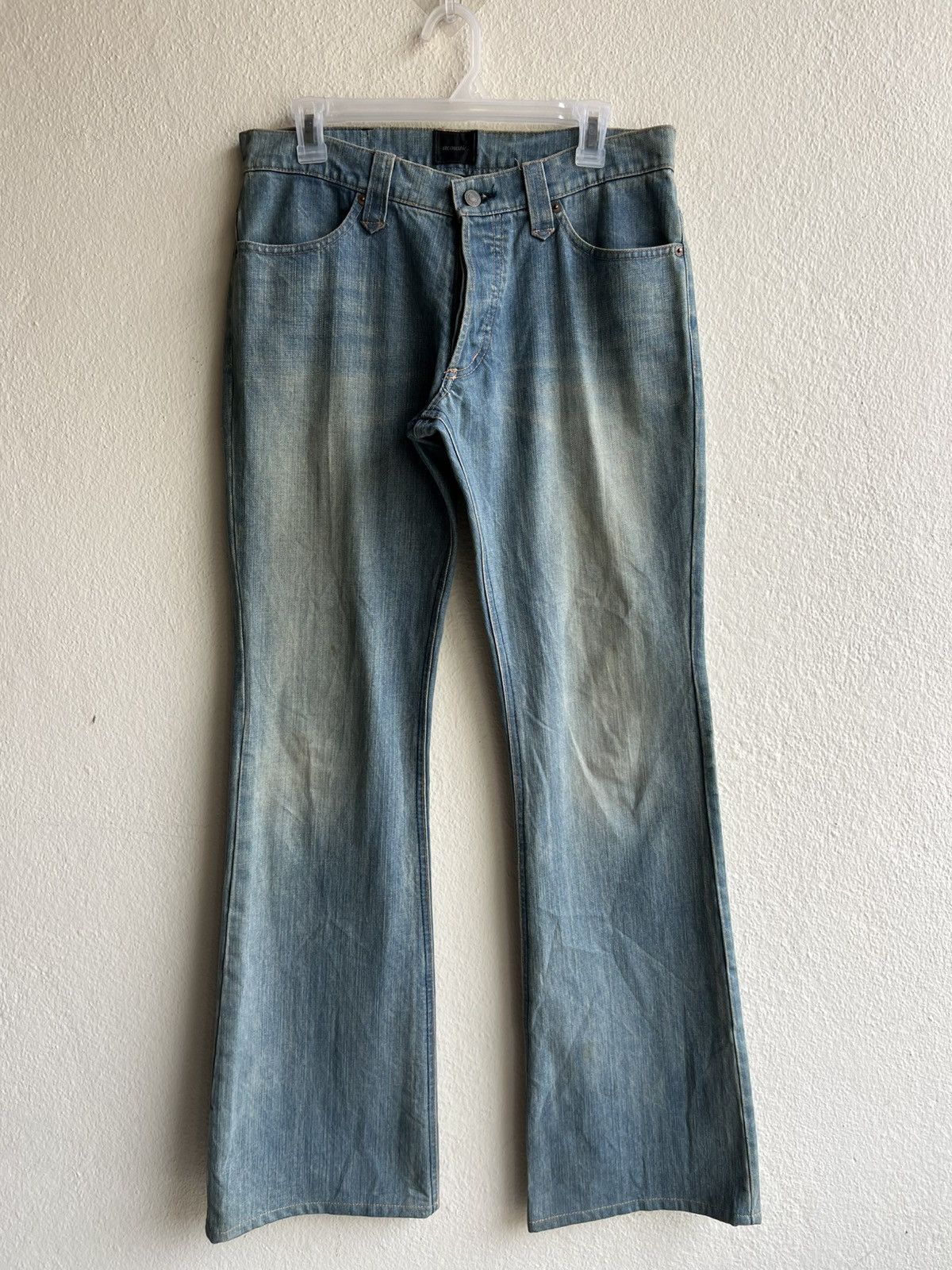 If Six Was Nine Dirty Mud Denim Vintage Acoustic Japan Flare Jeans Size US 31 - 2 Thumbnail