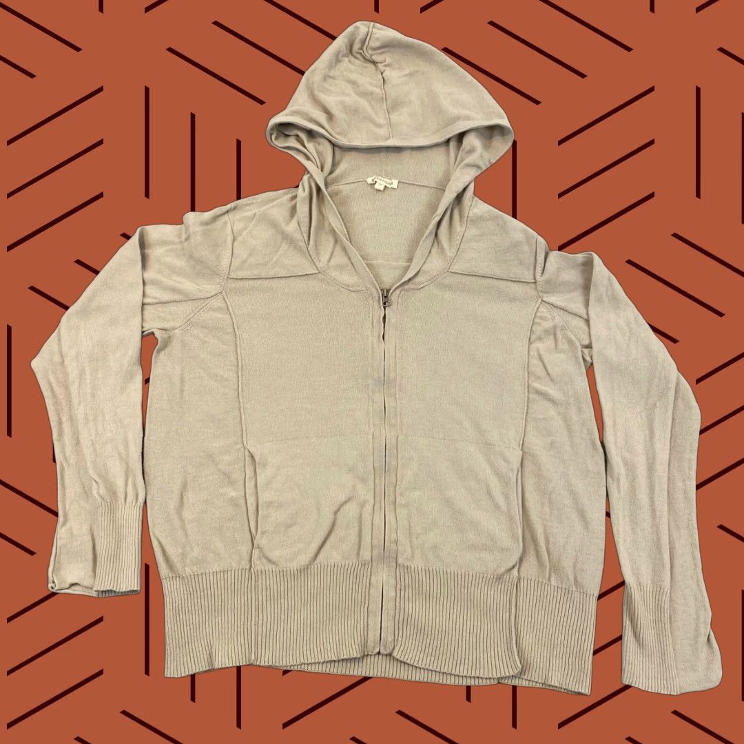 Eileen Fisher EILEEN FISHER Jacket Womens Large Light Brown Full Zip Hooded Sweater Organic Size L / US 10 / IT 46 - 1 Thumbnail