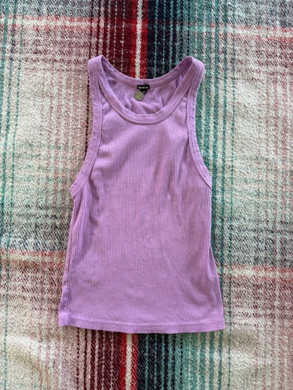 MONROW Women's MONROW Purple Ribbed Tank Top XS Size XS / US 0-2 / IT 36-38 - 1 Thumbnail