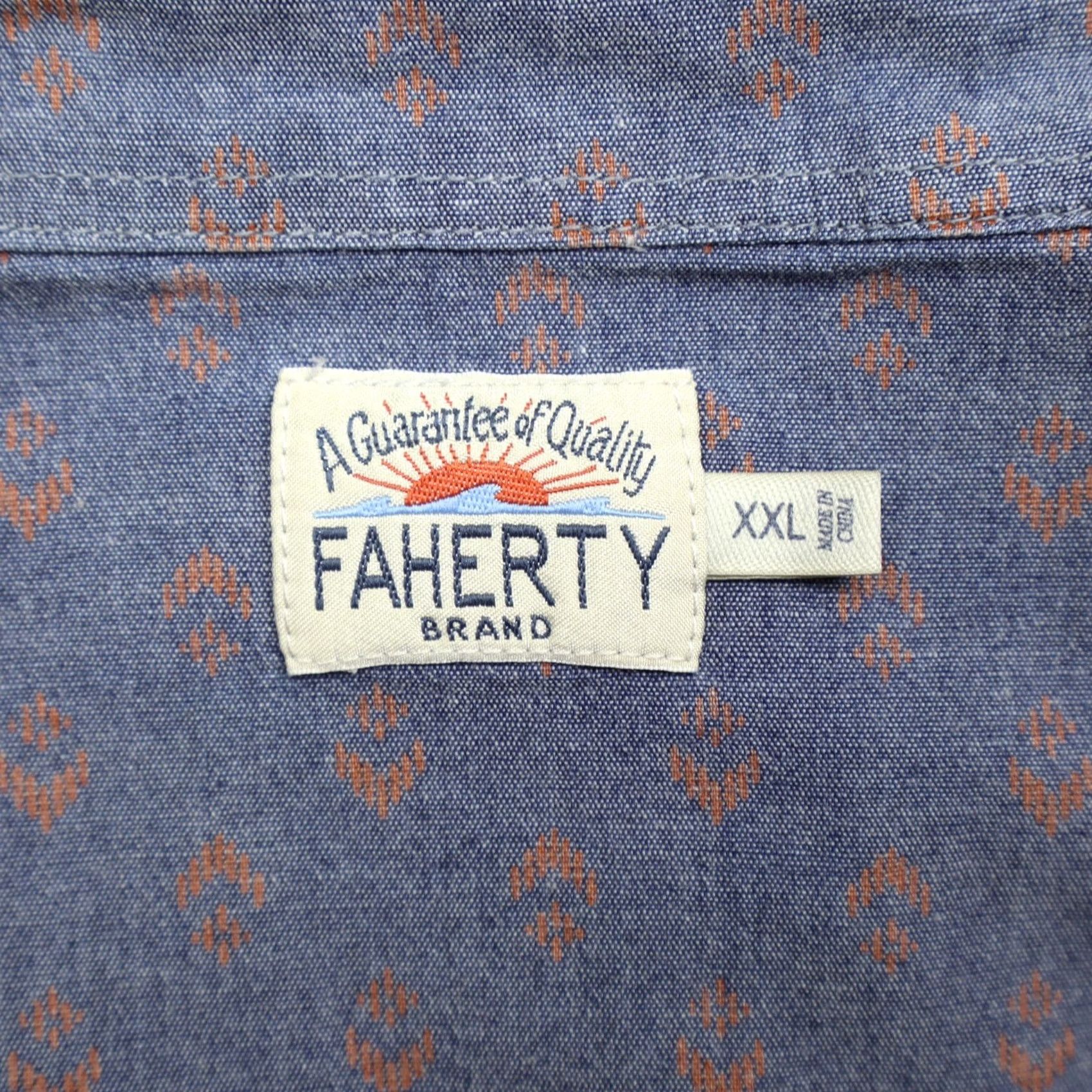 Faherty Faherty Shirt Button-Up Short Sleeve Blue Geometric 2XL Cotton Elastane Men’s Regular Size 2XL Size US XXL / EU 58 / 5 - 4 Thumbnail
