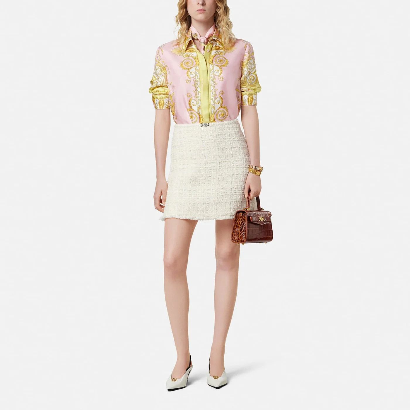 Versace o1d2blof0426 Printed Silk Twill Shirt in Multicolor Size M / US 6-8 / IT 42-44 - 2 Thumbnail