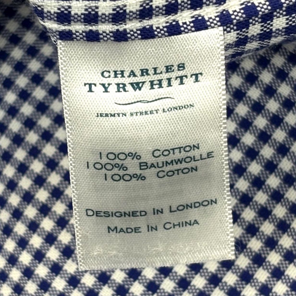 Charles Tyrwhitt Charles Tyrwhitt Check Shirt 3XL Navy White Button-Down Non Iron Mens Short Sleeve Casual Business Formal Vintage No Size US XXL / EU 58 / 5 - 5 Thumbnail