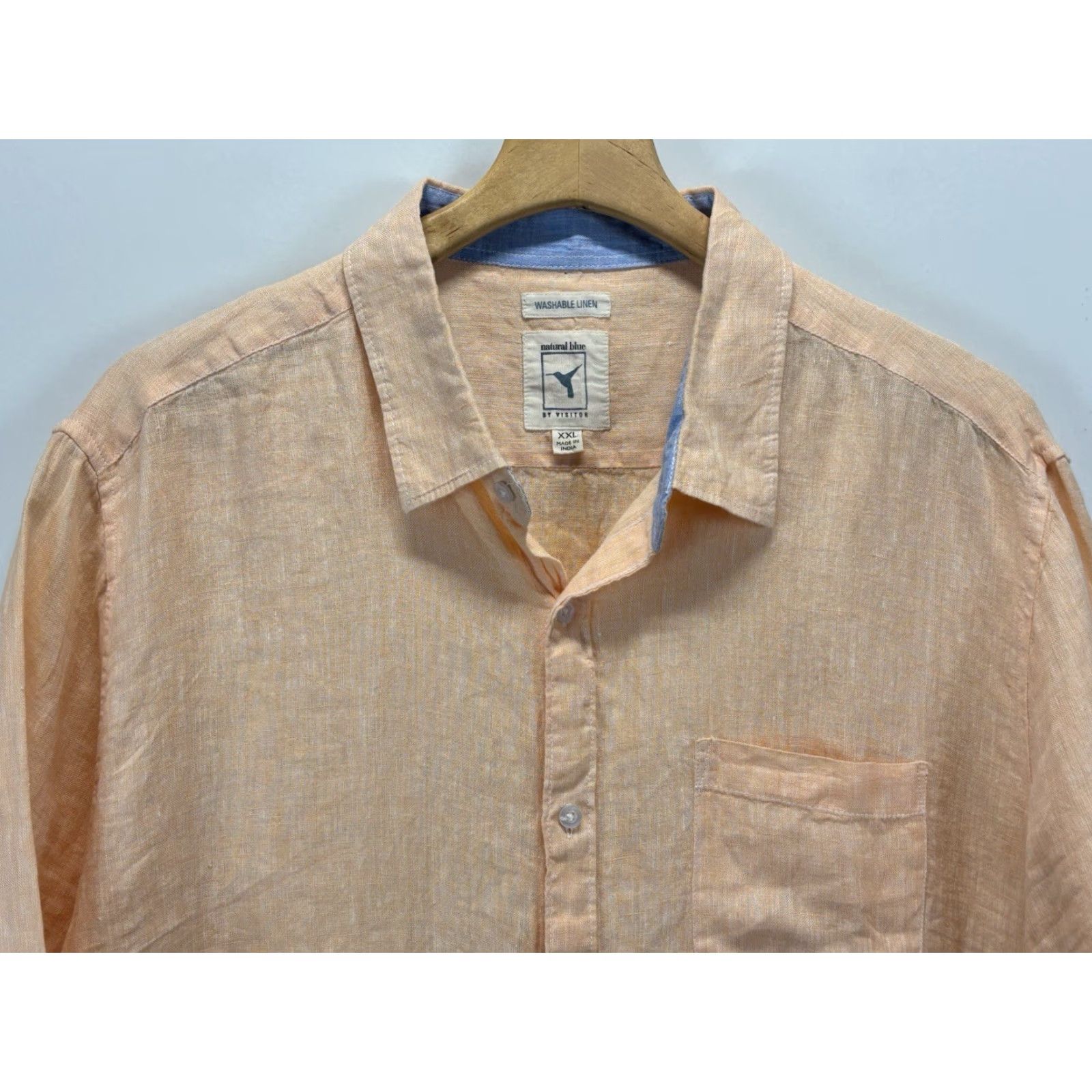 Vintage Visitor Men's Linen Shirt 2XL Short Sleeve Orange Casual Beach Vacation Size US XXL / EU 58 / 5 - 2 Thumbnail