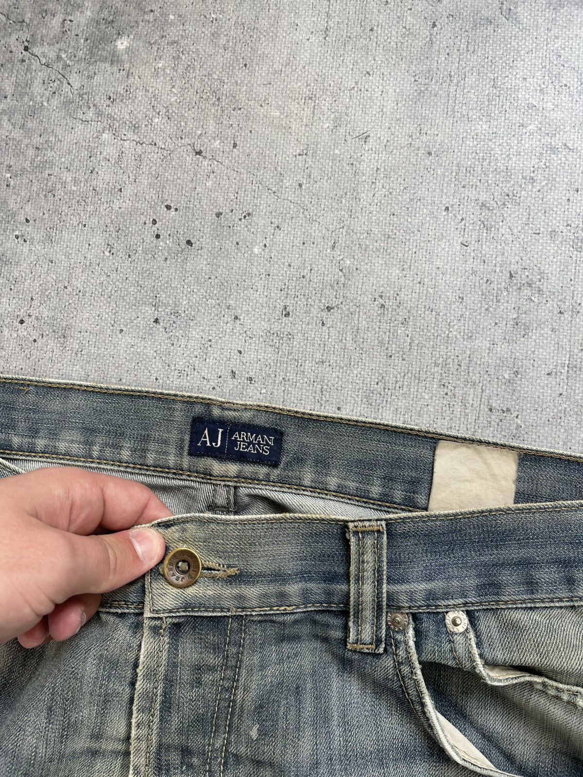 Armani × Vintage 🤯CRAZY DISRESSED🤯Vintage Armani Jeans Baggy JAPANESE Denim Y Size US 36 / EU 52 - 10 Thumbnail