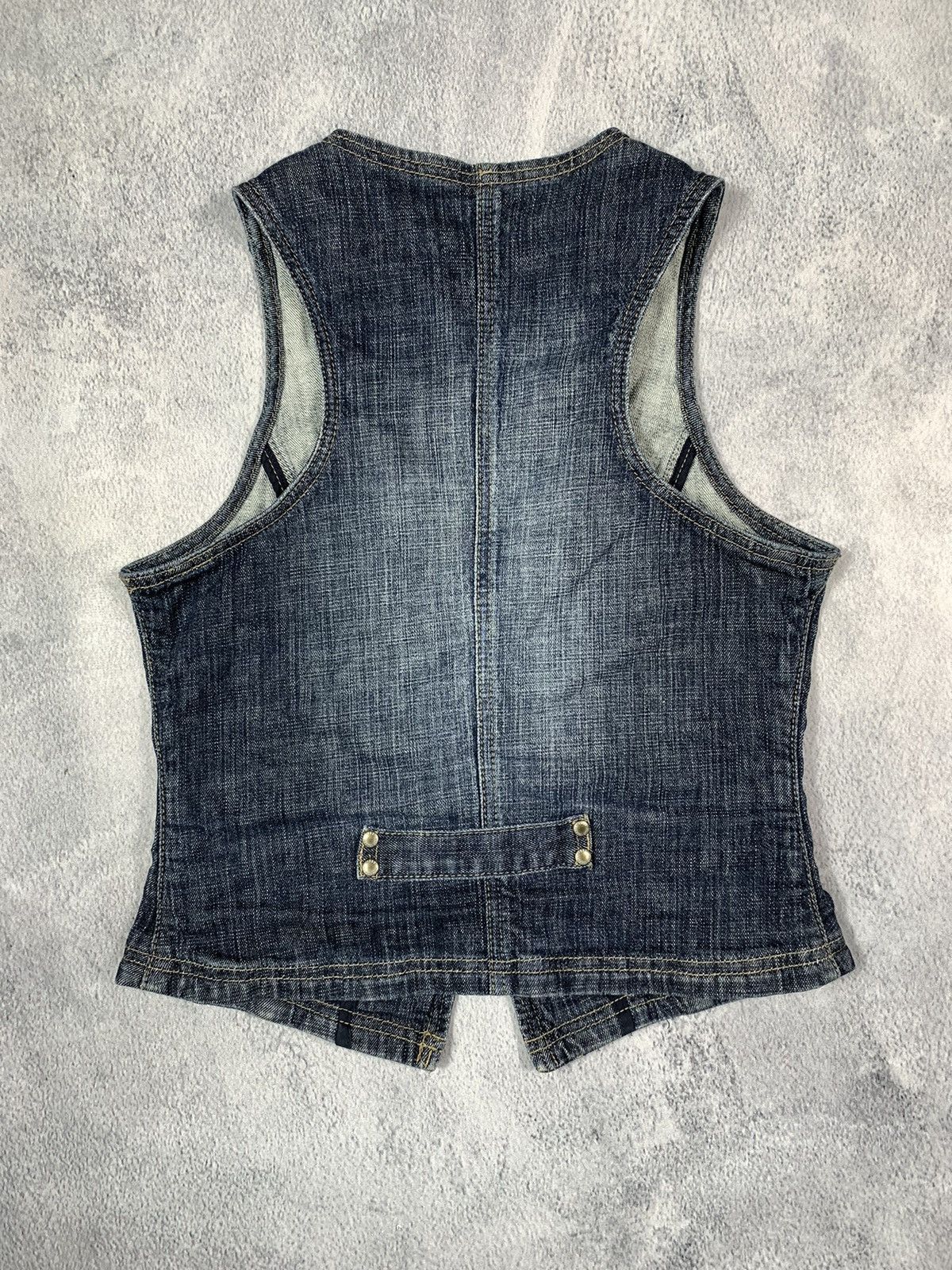 Japanese Brand × Vintage Vintage 90s Denim Japanese vest tank top streetwear UK 12 Size M / US 6-8 / IT 42-44 - 4 Thumbnail