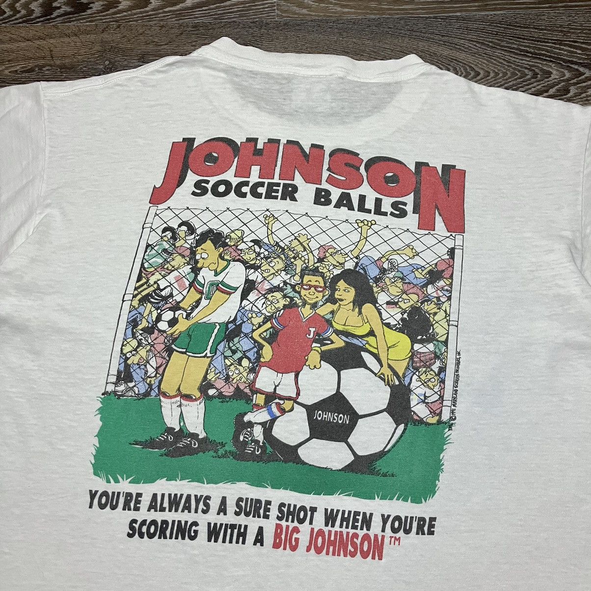 Cartoon Network BIG JOHNSON 1991 “Worlds Largest Soccer Balls” Funny T-shirt Size US L / EU 52-54 / 3 - 4 Thumbnail