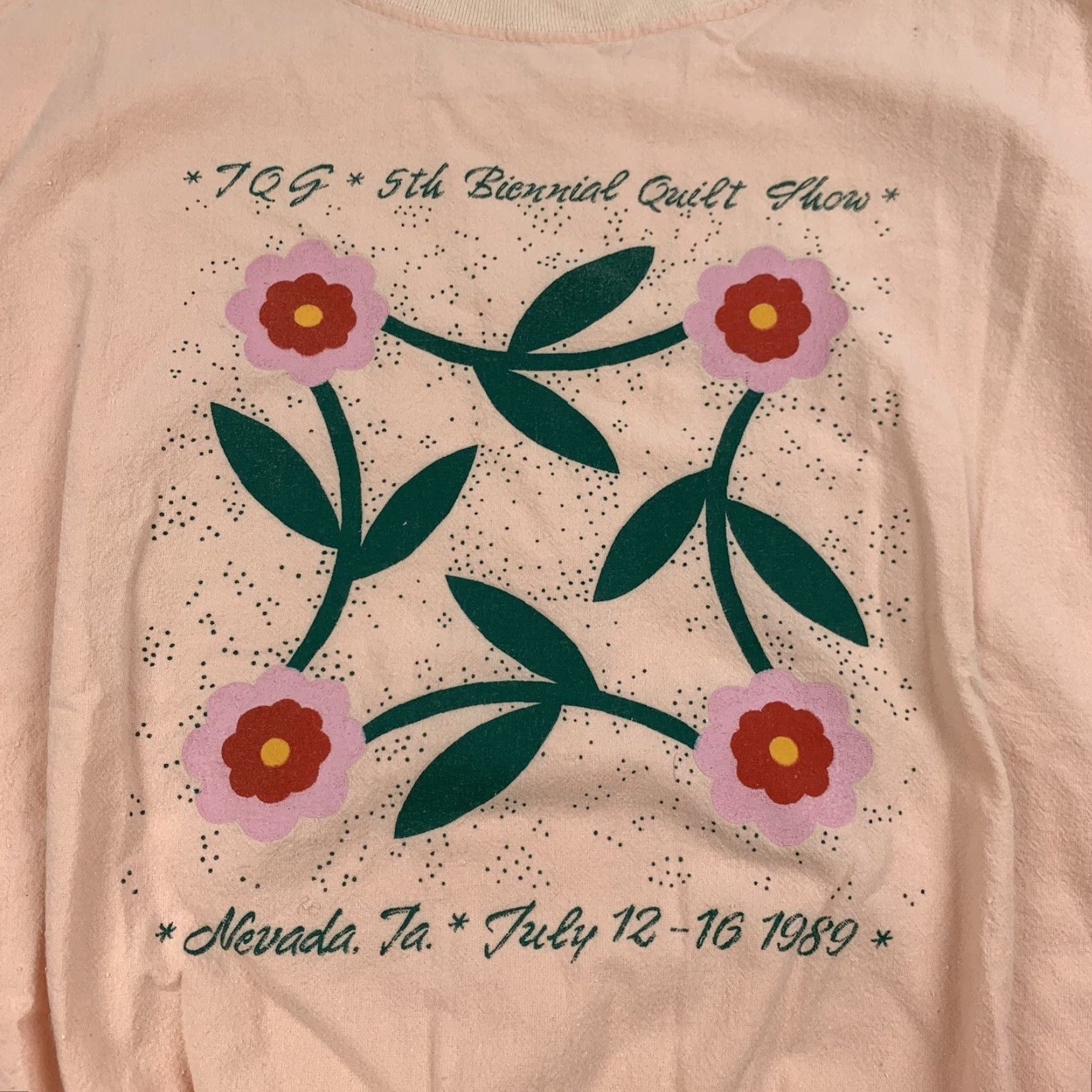 Pinko VINTAGE T-Shirt Womens Medium Pink 1989 Flowers USA Grandma Festival Shirt Short Sleeve Crew Neck 80s Size M / US 6-8 / IT 42-44 - 2 Thumbnail
