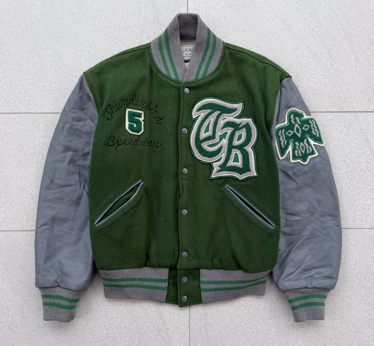 Vintage Vintage Thunder Bird Speedway Wool Leather Varsity Jacket Size US L / EU 52-54 / 3 - 3 Thumbnail