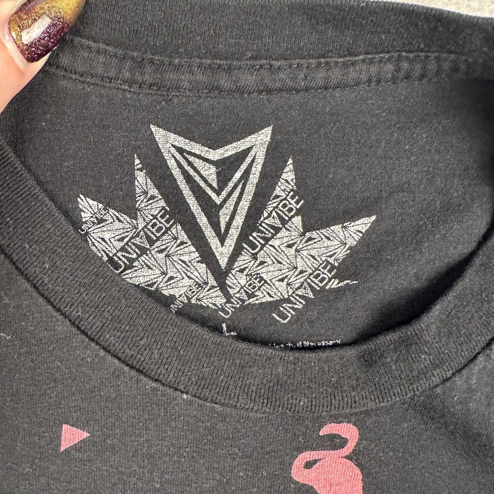 Univibe Univibe Shirt Mens Large Black Pink Flamingo All Over Print Graphic Tee Size US L / EU 52-54 / 3 - 7 Thumbnail