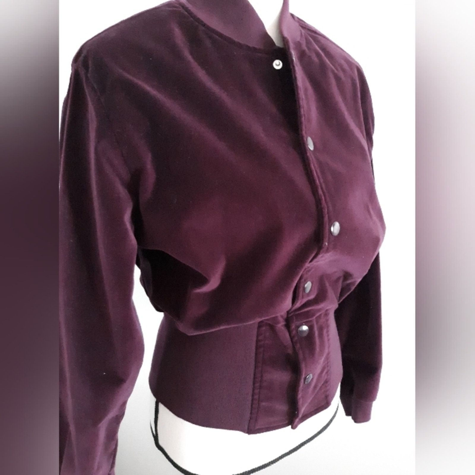Vintage VTG Suzanne Somers Velour Bomber Jacket Size XS / US 0-2 / IT 36-38 - 2 Thumbnail