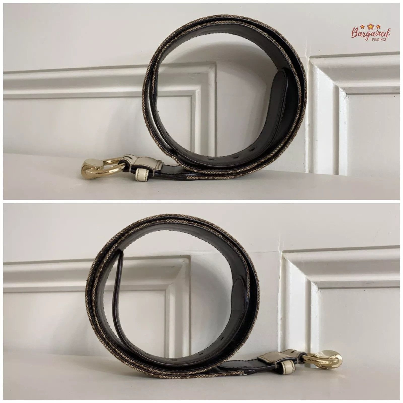 Gucci Gucci Brown Monogram Canvas Leather Gold Horsebit Ring Belt Size 32 - 7 Thumbnail