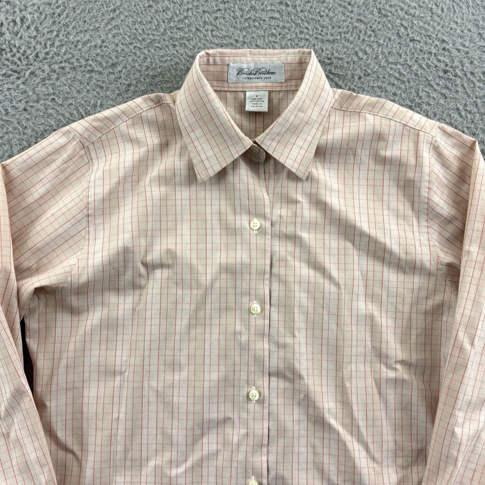 Brooks Brothers Brooks Brothers Shirt Womens Small Beige Long Sleeve Button Down Check Preppy Size S / US 4 / IT 40 - 3 Thumbnail