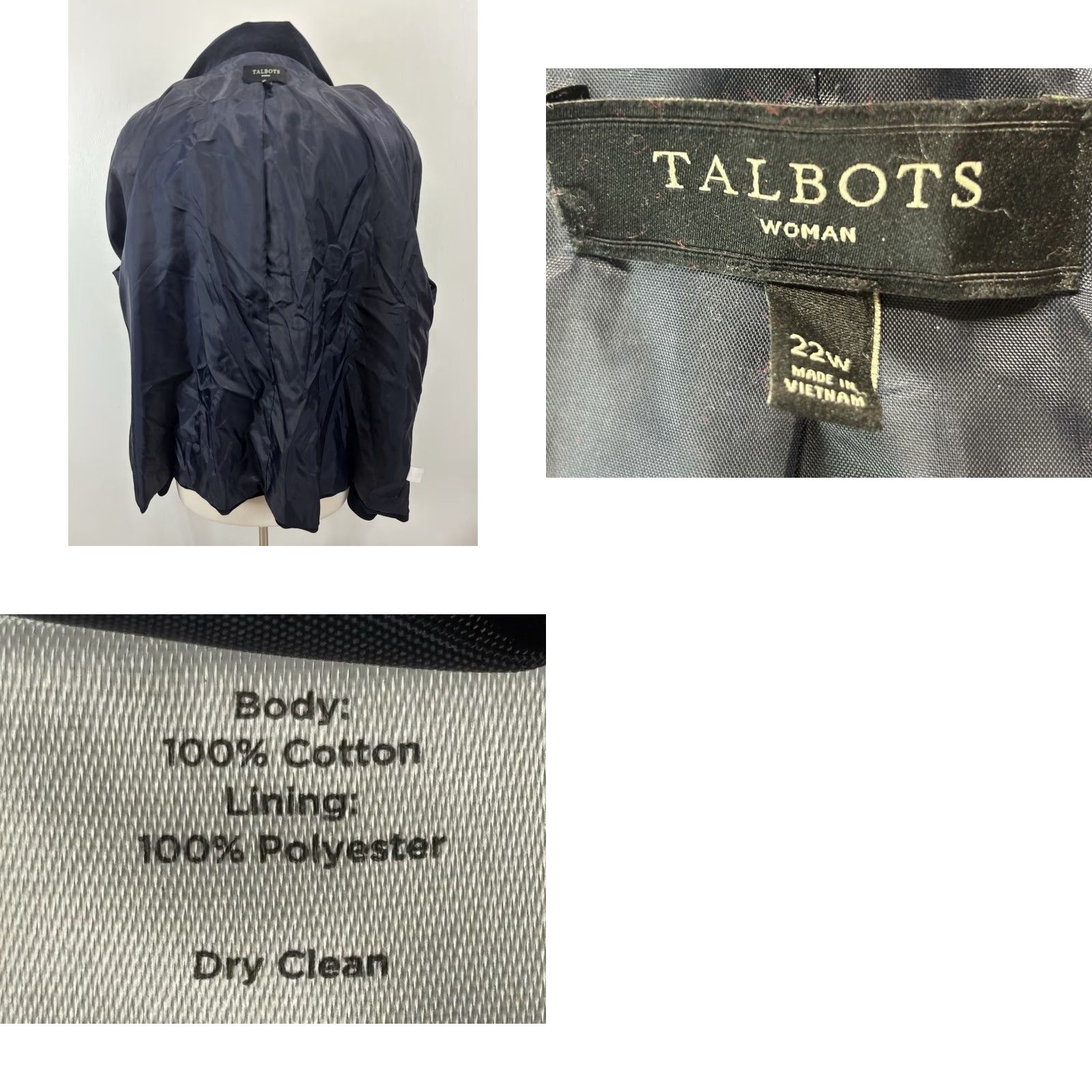 Talbots VINTAGE Talbots Velvet Jacket 22W Plus Women’s Black/Blue Lined Classic Whimsigoth Size 3XL / US 20-22 - 8 Thumbnail