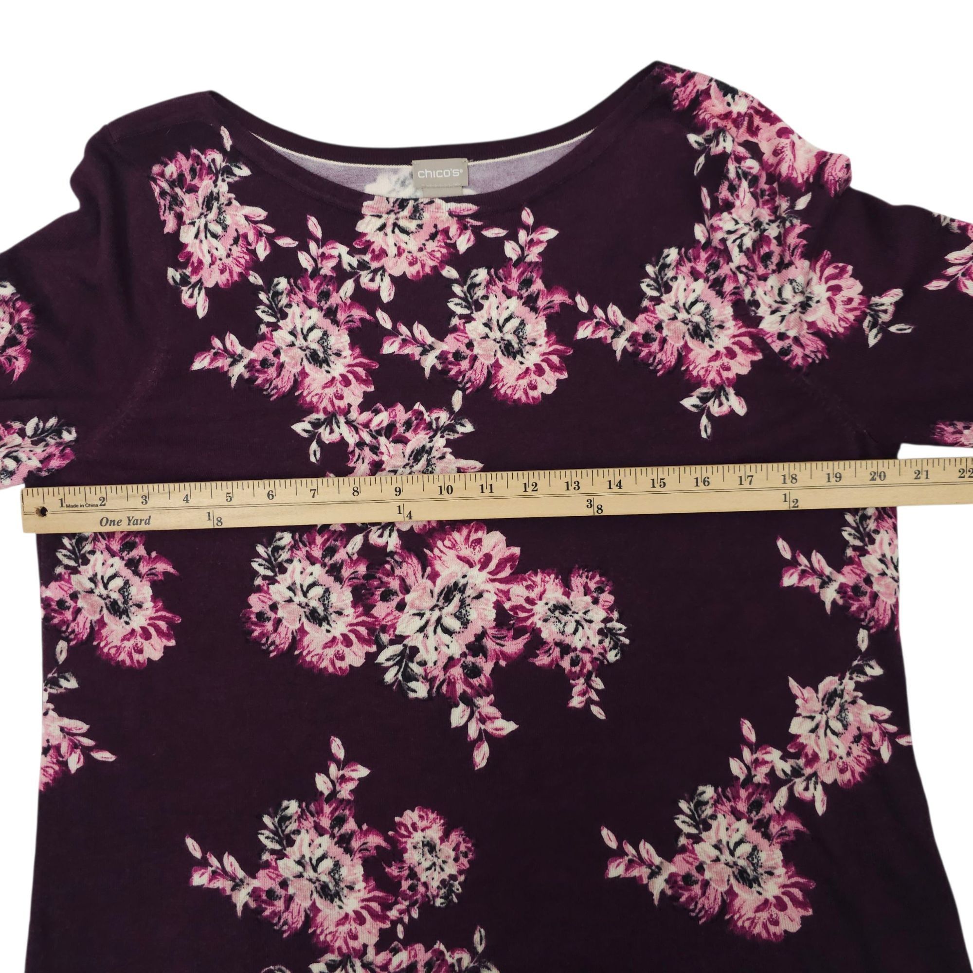 Chicos Chicos Simply Floral Knit Top Sweater Womens Size 1 US M Size M / US 6-8 / IT 42-44 - 4 Thumbnail