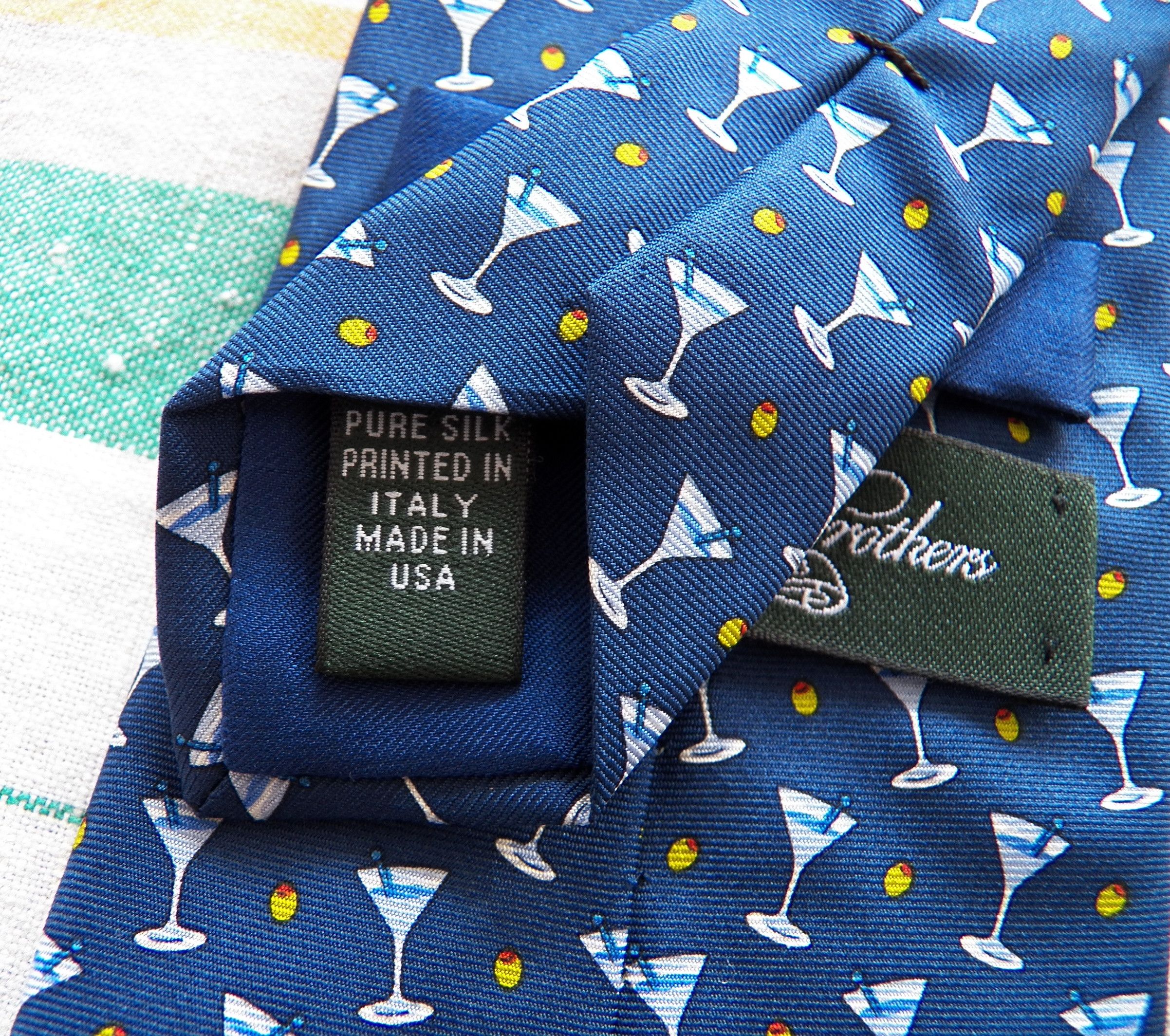 Brooks Brothers Brooks Brothers Country Club Silk Necktie blue martini olive Size ONE SIZE - 3 Thumbnail