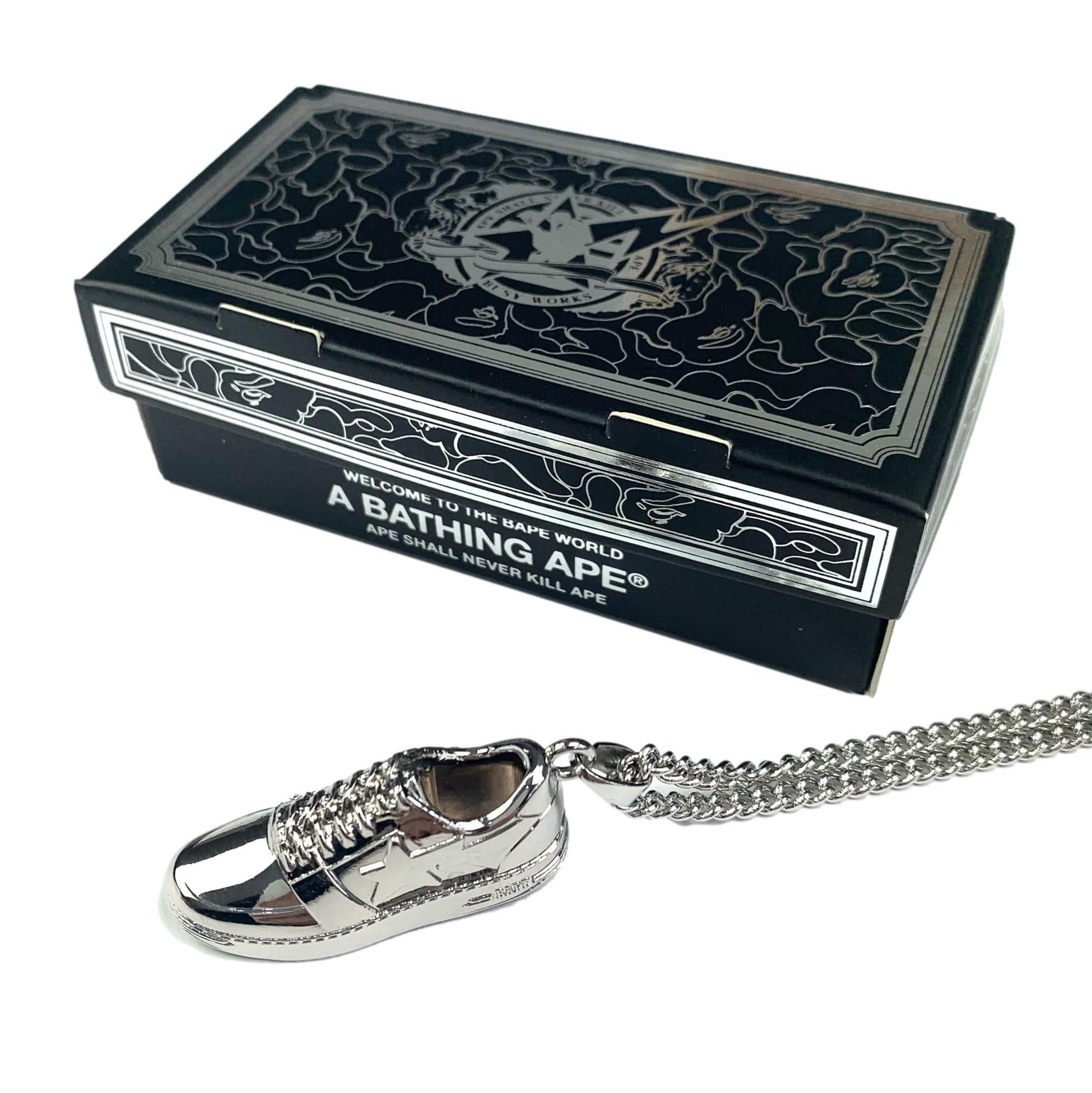image of Bape Bapesta Necklace, Silver, Men's