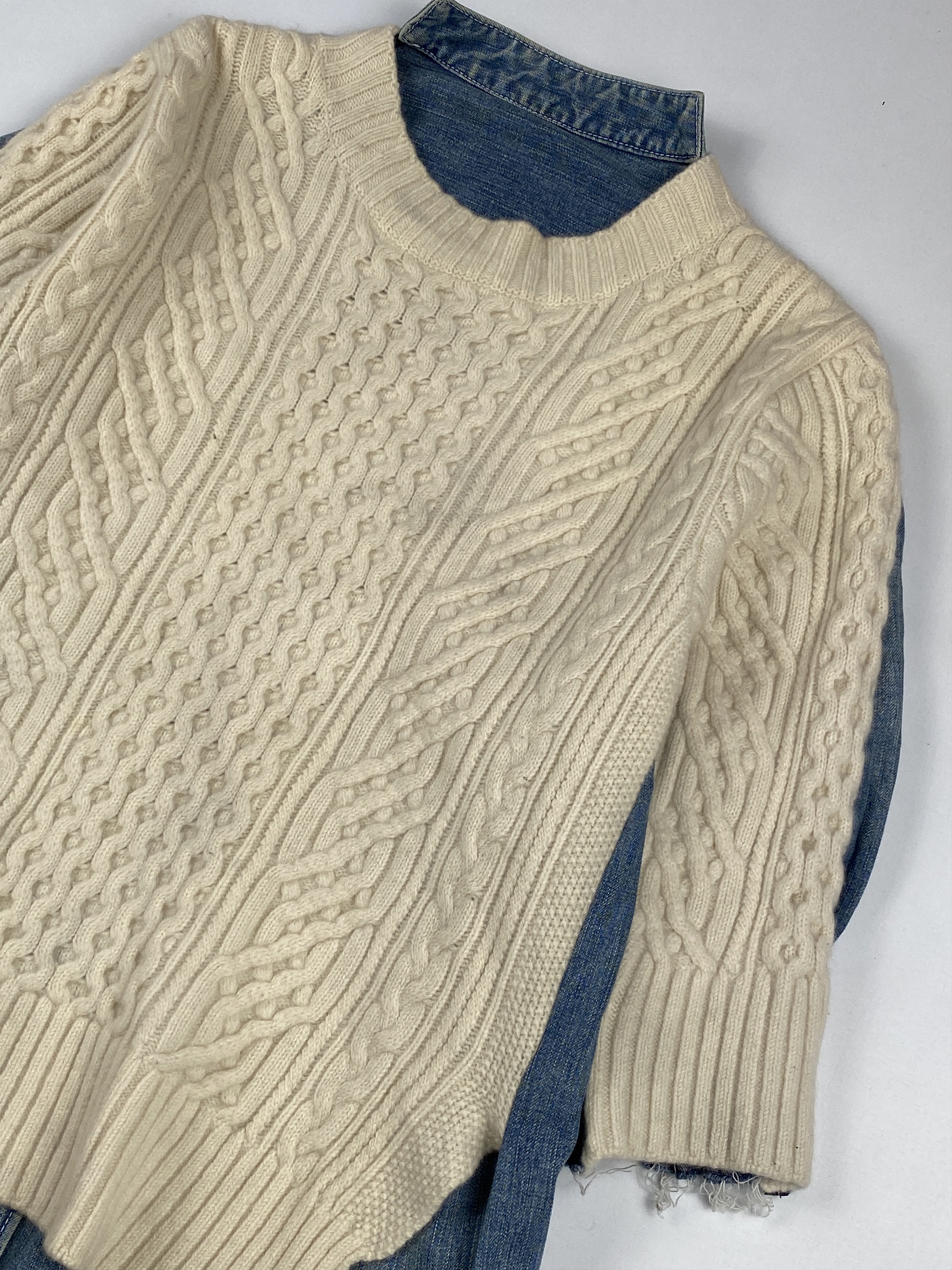 Sacai Denim Paneled Knitted Hybrid Sweater Size L / US 10 / IT 46 - 5 Thumbnail
