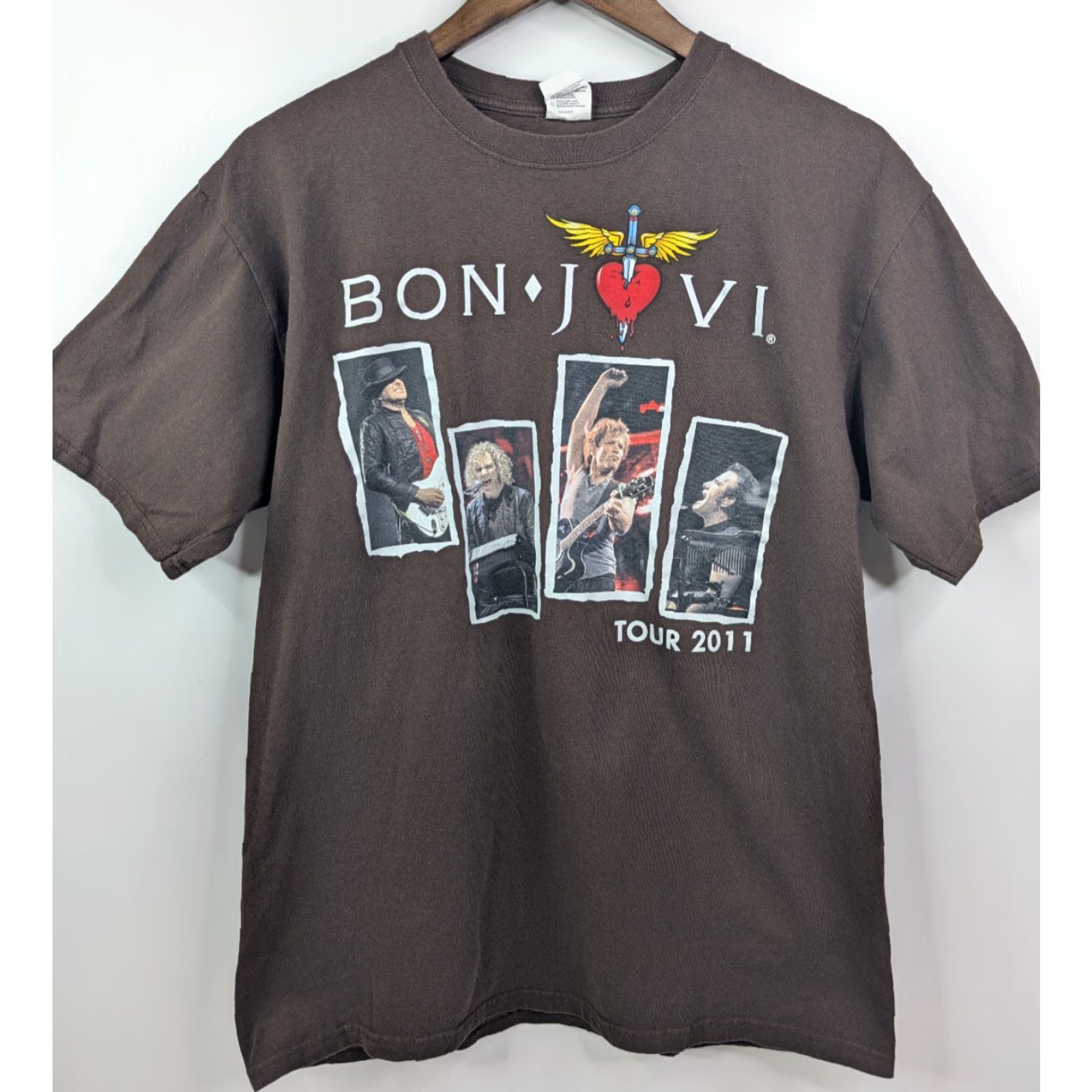 Anvil Bon Jovi 2011 Tour Band Promo T Shirt Adult Large Brown Music Tee Anvil Size US L / EU 52-54 / 3 - 2 Thumbnail