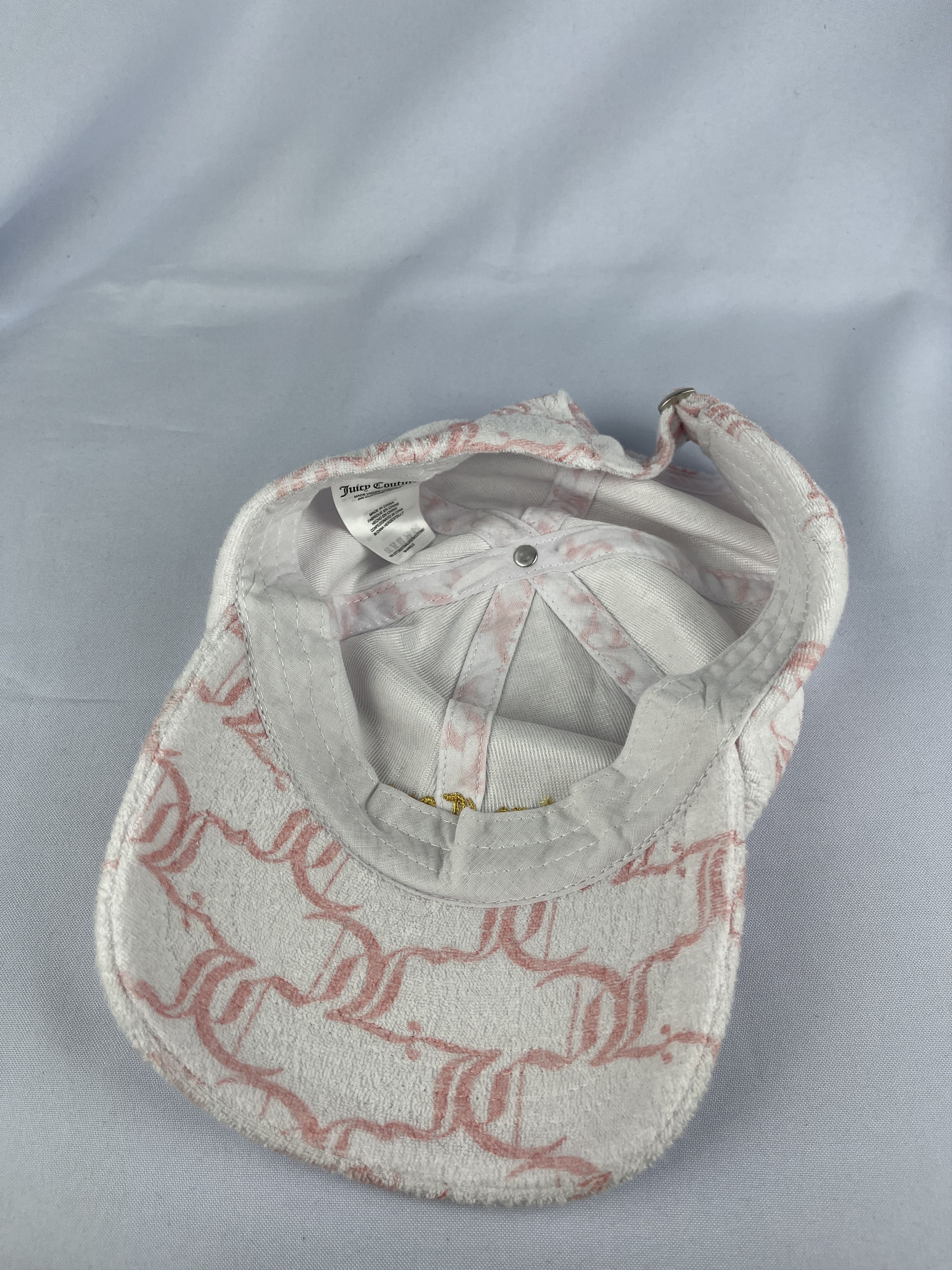 Juicy Couture Jeans Juicy Couture Towel Terry Cap Hat White Pink Size Adjustable Size ONE SIZE - 9 Thumbnail
